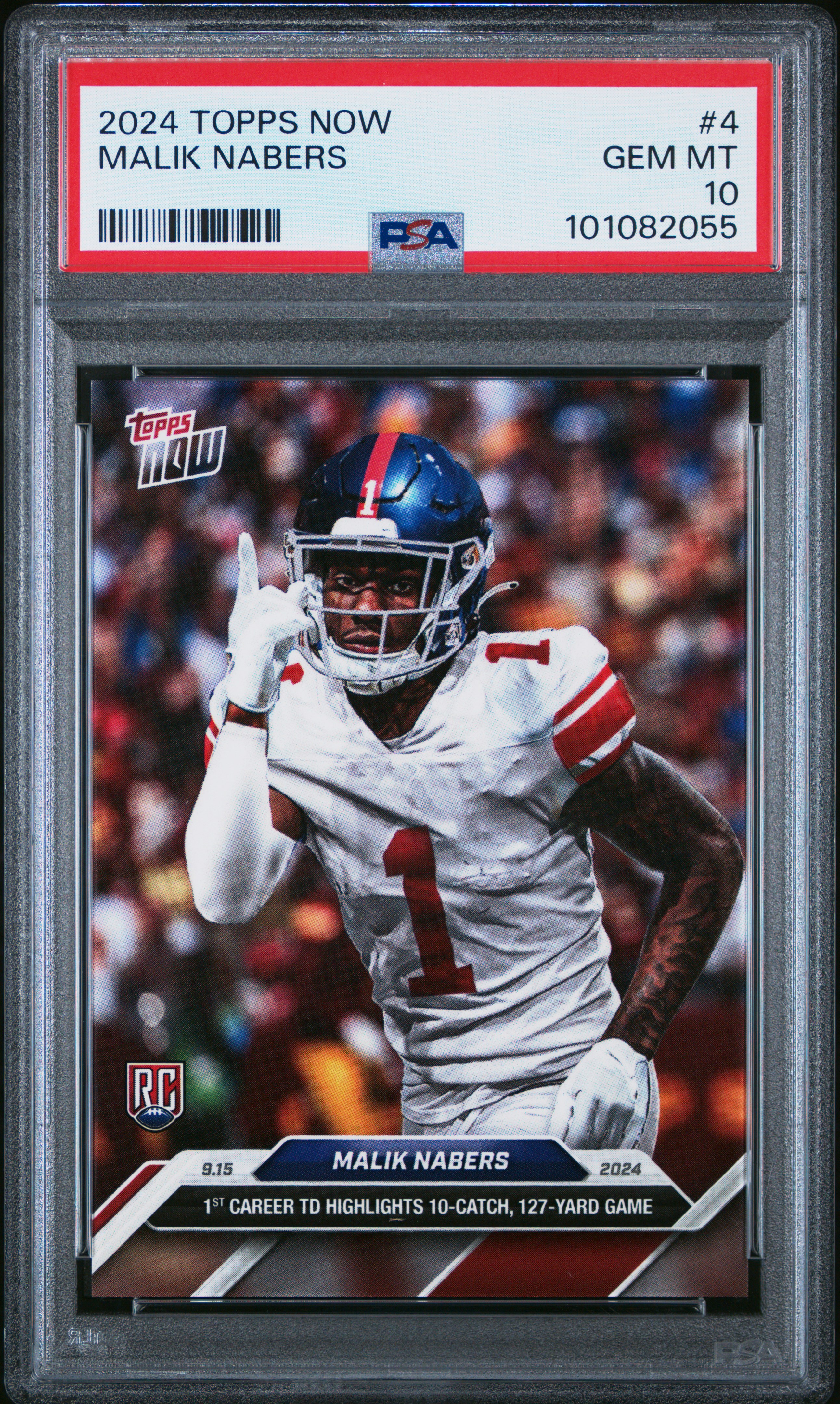 2024 Topps Now Malik Nabers #4 Gem Mt 10 front