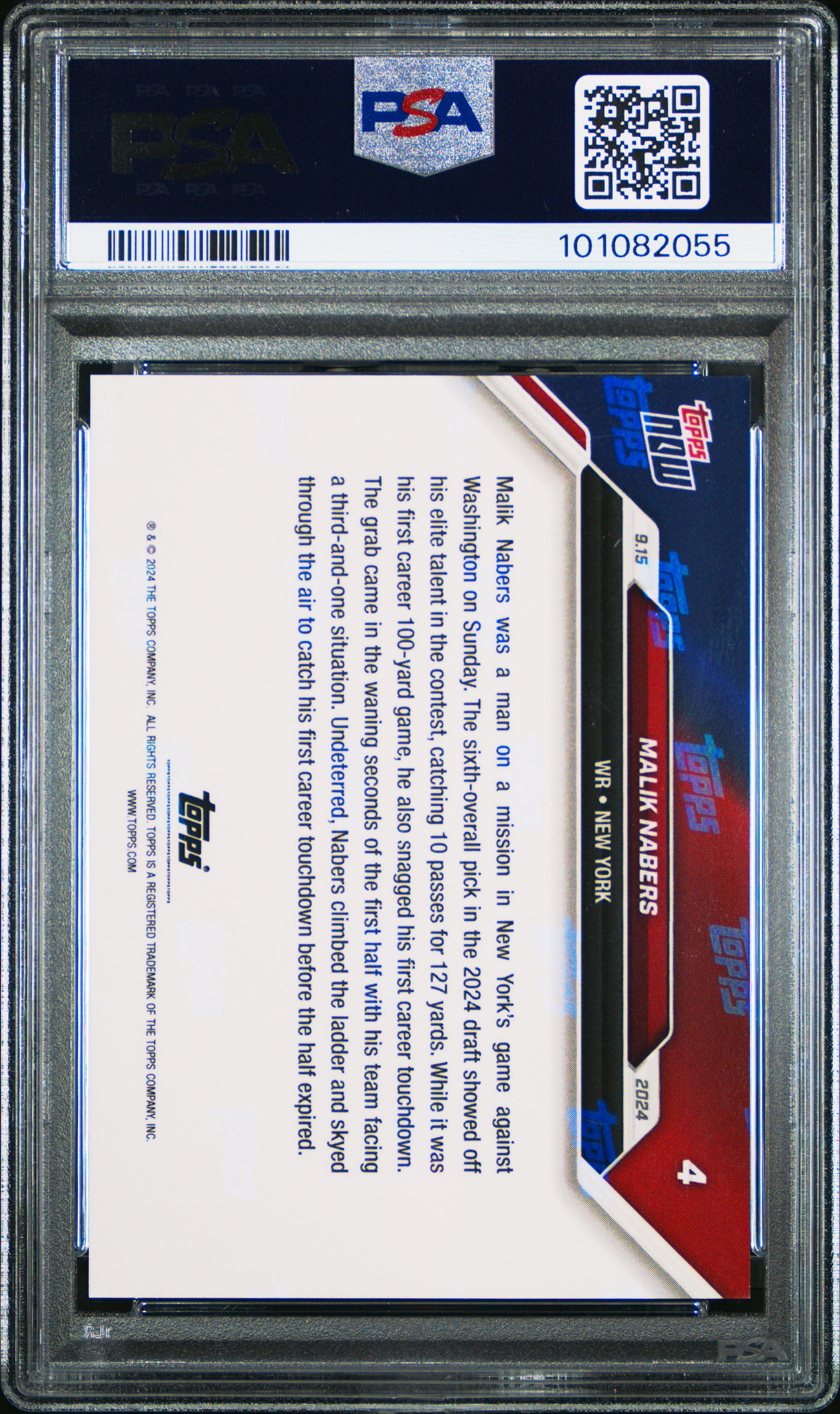 2024 Topps Now Malik Nabers #4 Gem Mt 10 back