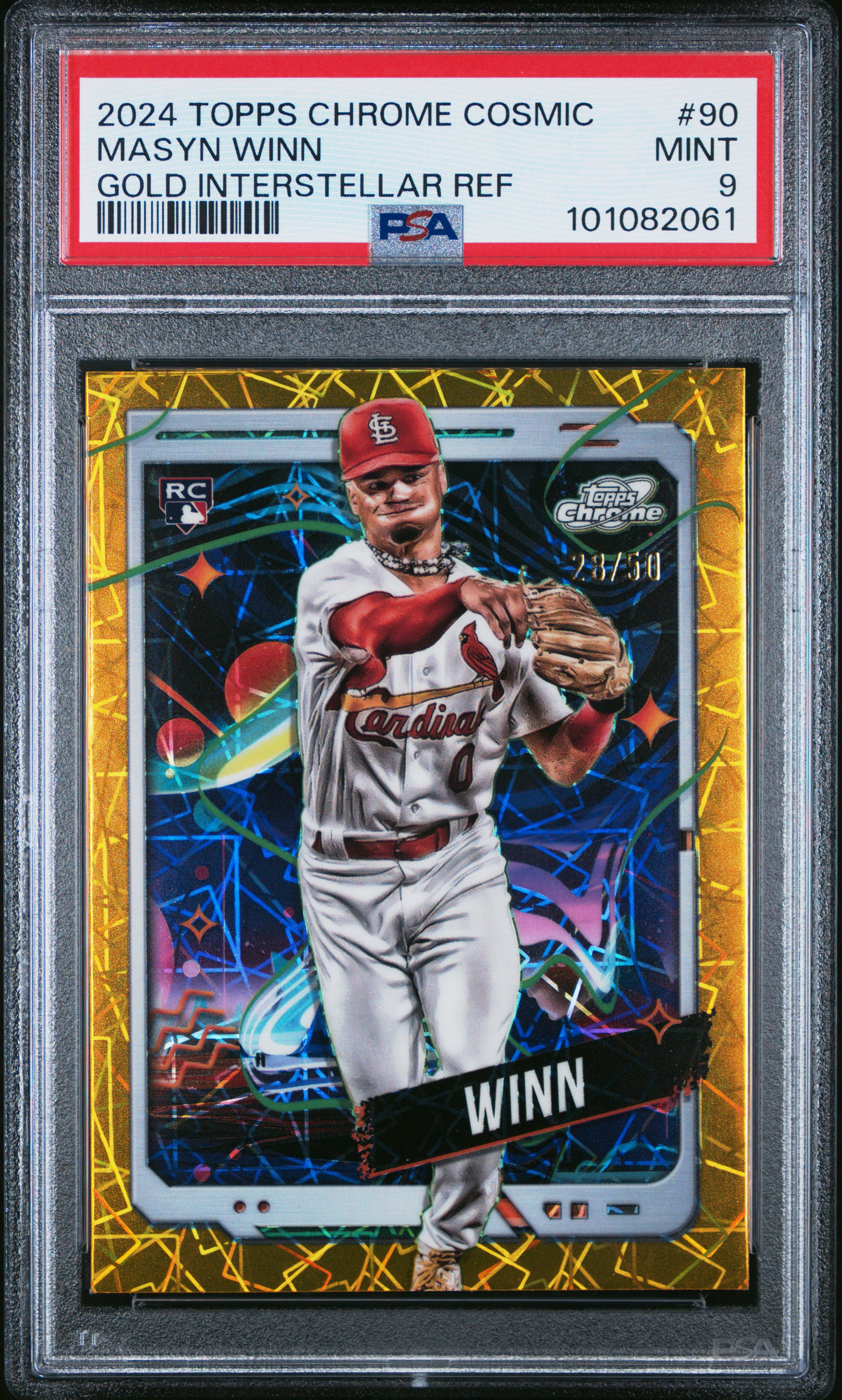 2024 Topps Chrome Cosmic Masyn Winn #90 (Gold Interstellar Ref) Mint 9 front