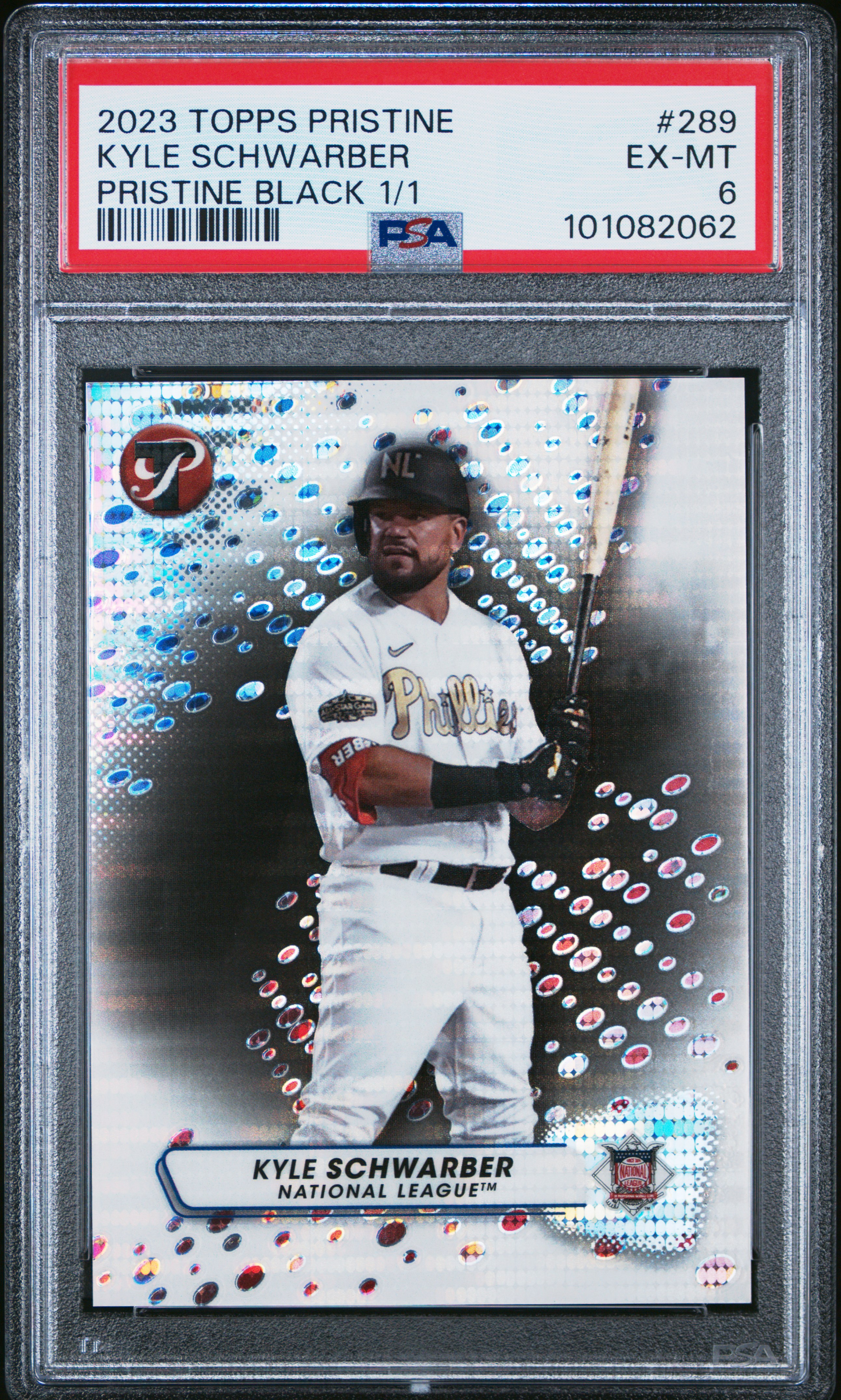 2023 Topps Pristine Kyle Schwarber #289 (Pristine Black 1/1) Ex-Mt 6 front