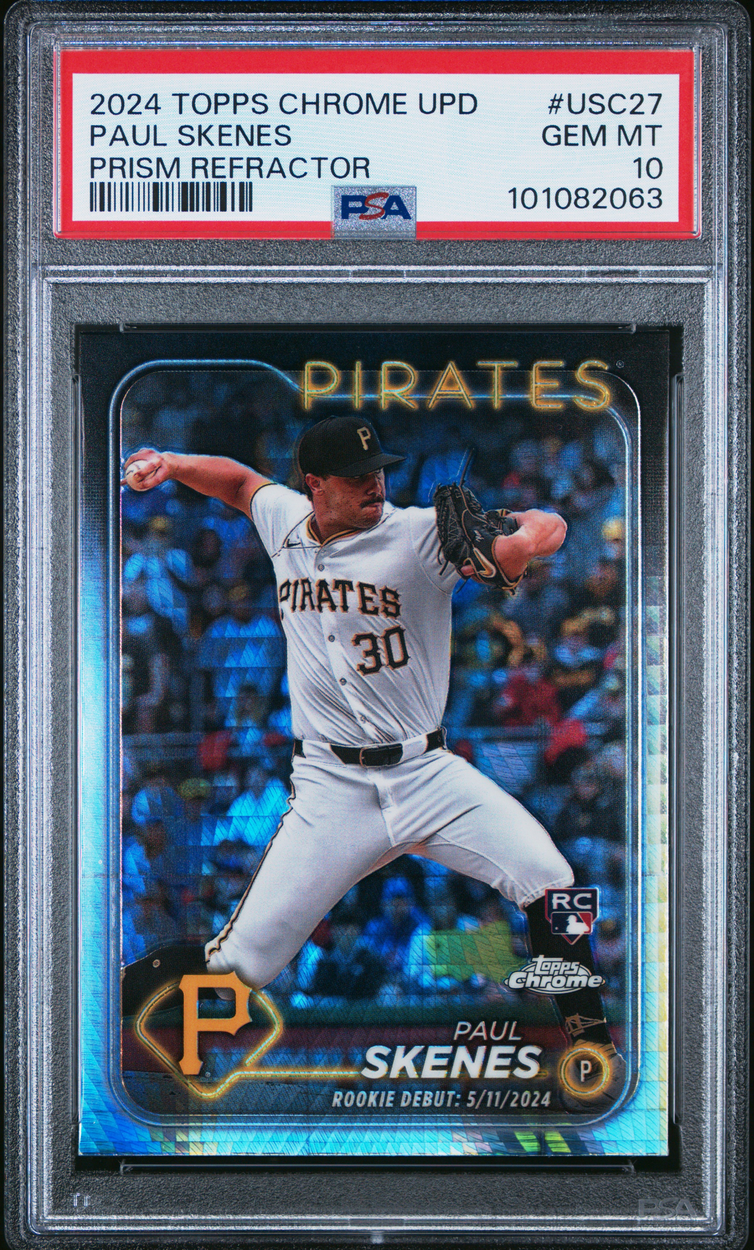 2024 Topps Chrome Update Paul Skenes #Usc27 (Prism Refractor) Gem Mt 10 front
