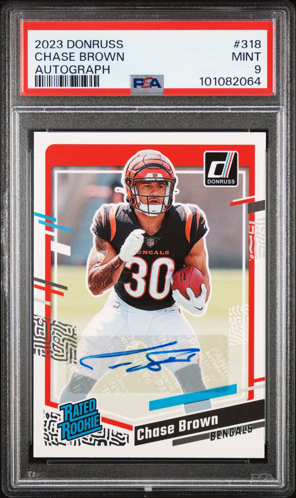 2023 Panini Donruss Chase Brown #318 (Autograph) Mint 9 front