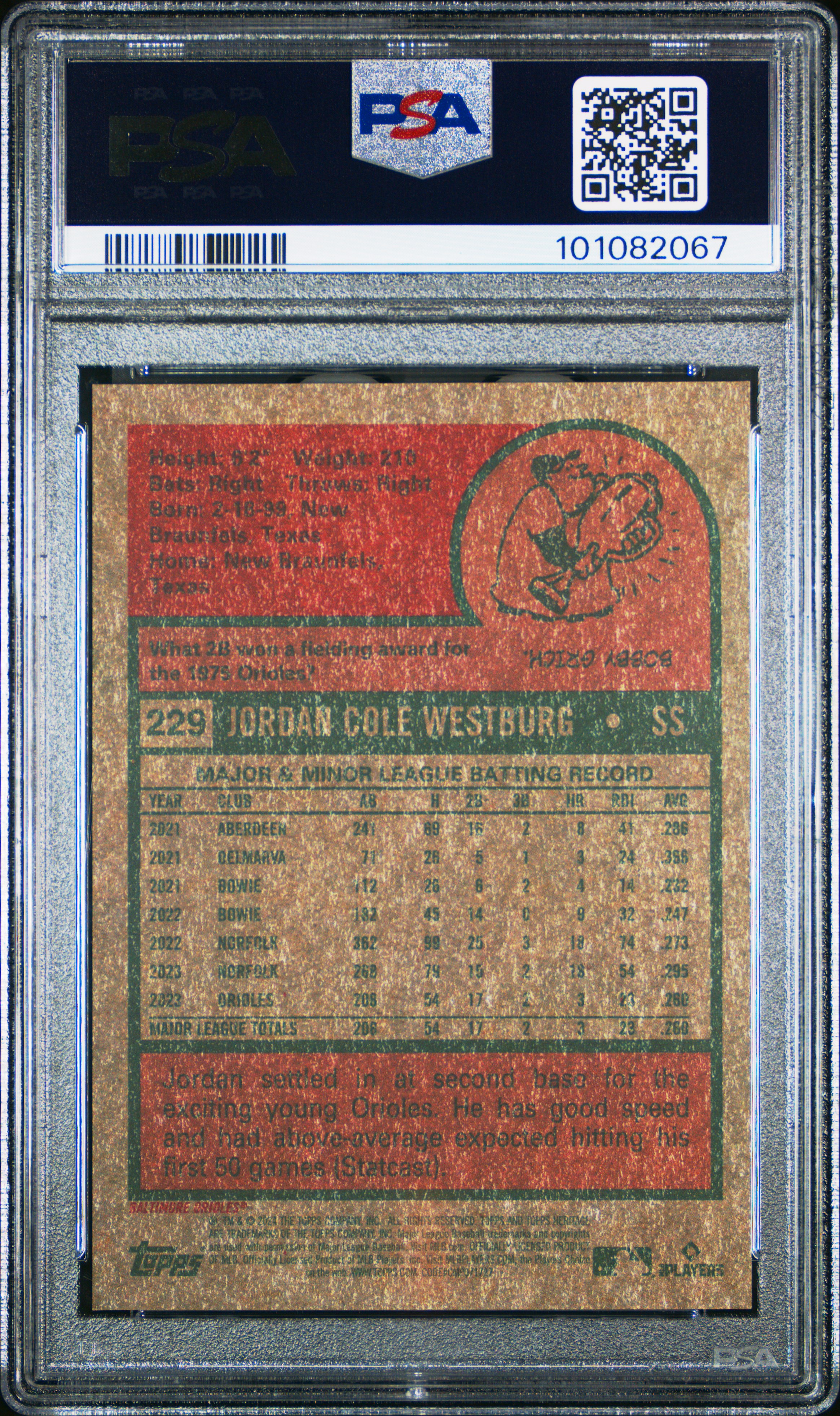 2024 Topps Heritage Jordan Westburg #229 (Chrome-Black) Mint 9 back