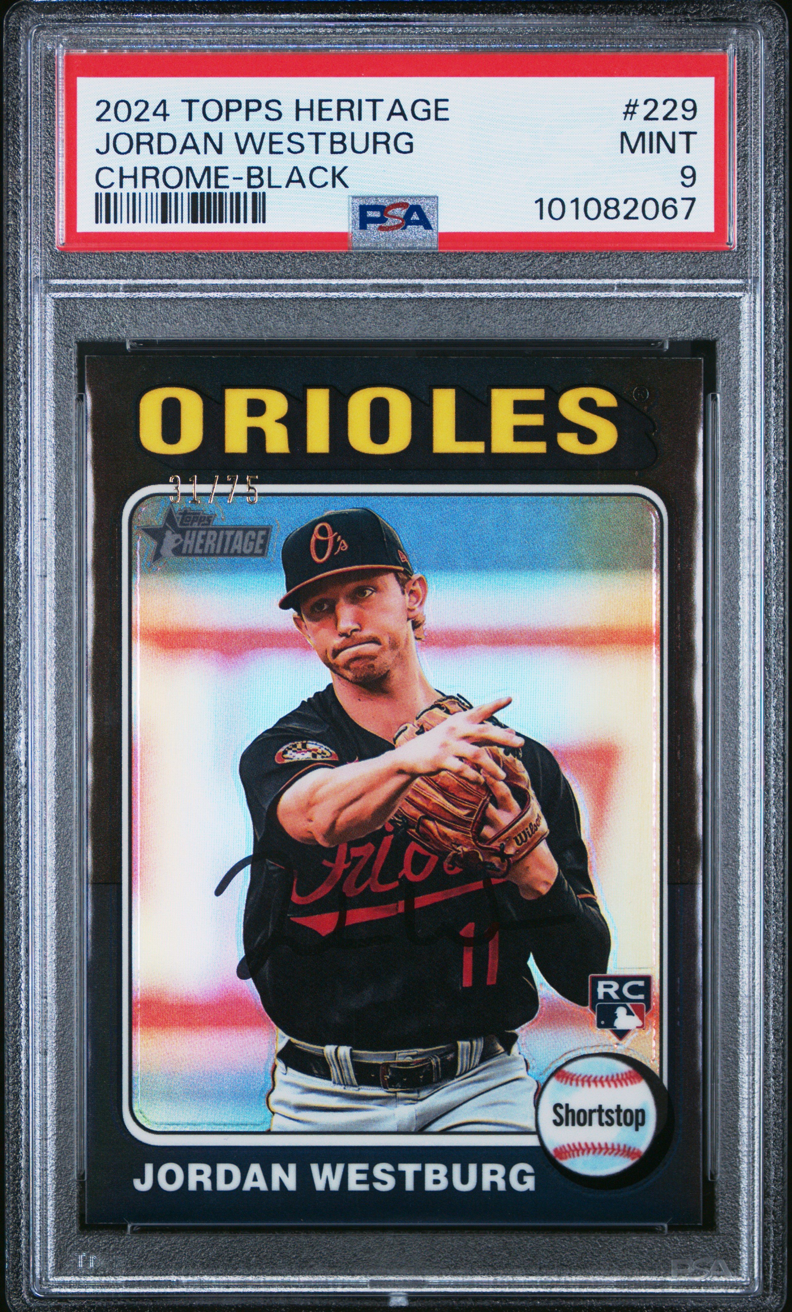 2024 Topps Heritage Jordan Westburg #229 (Chrome-Black) Mint 9 front