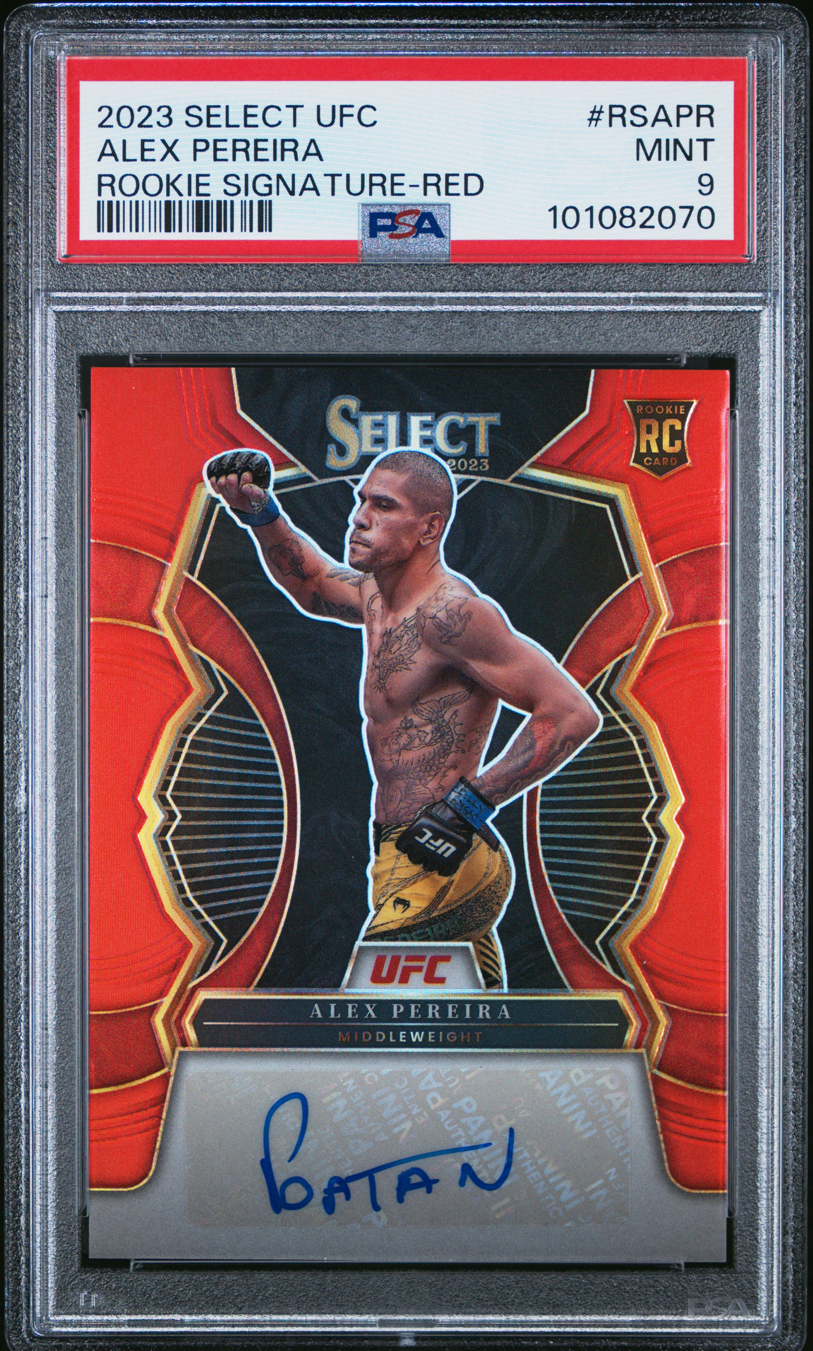 2023 Panini Select Ufc Rookie Signatures Alex Pereira #Rsapr (Rookie Signature-Red) Mint 9 front