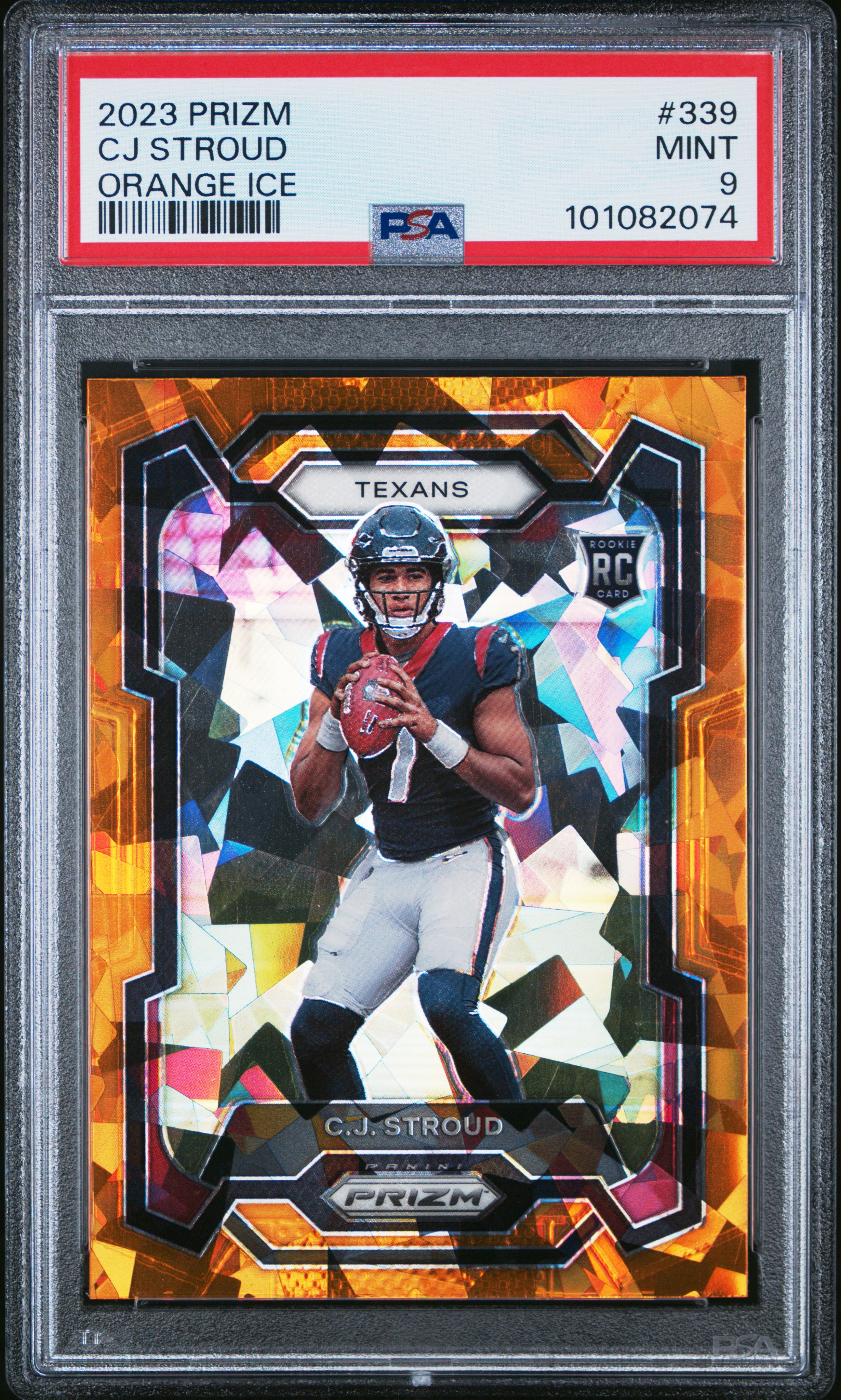 2023 Panini Prizm Cj Stroud #339 (Orange Ice) Mint 9 front