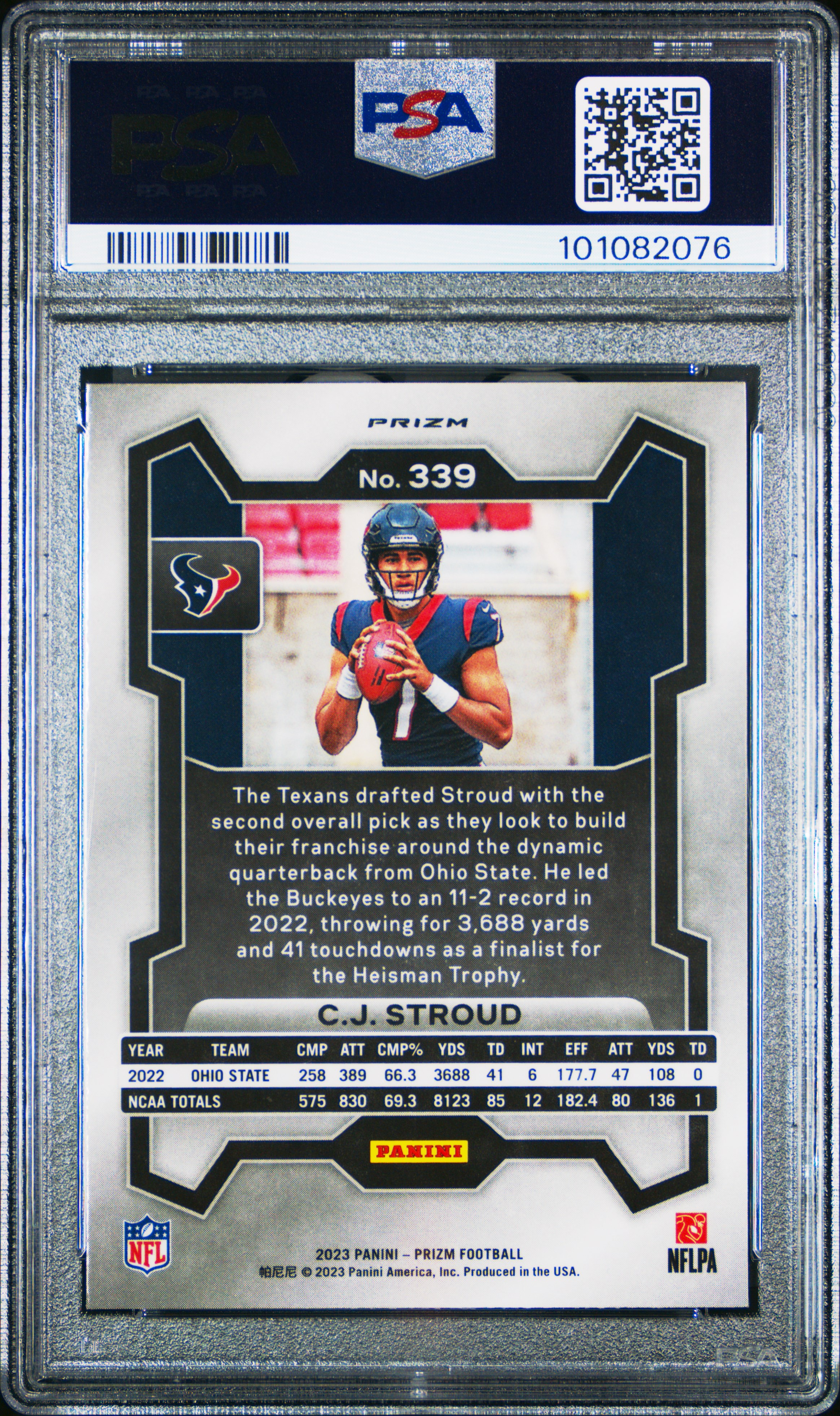 2023 Panini Prizm Cj Stroud #339 (Disco Prizm) Mint 9 back