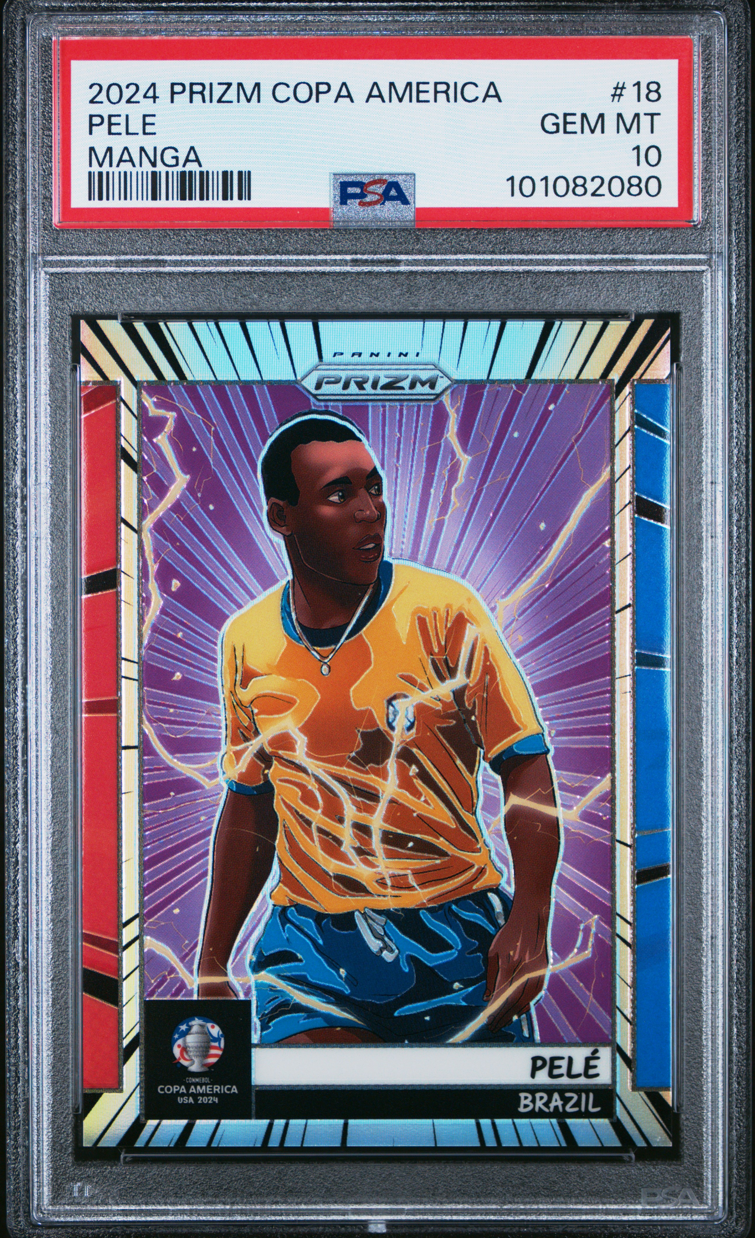 2024 Panini Prizm Conmebol Copa America Manga Pele #18 Gem Mt 10 front
