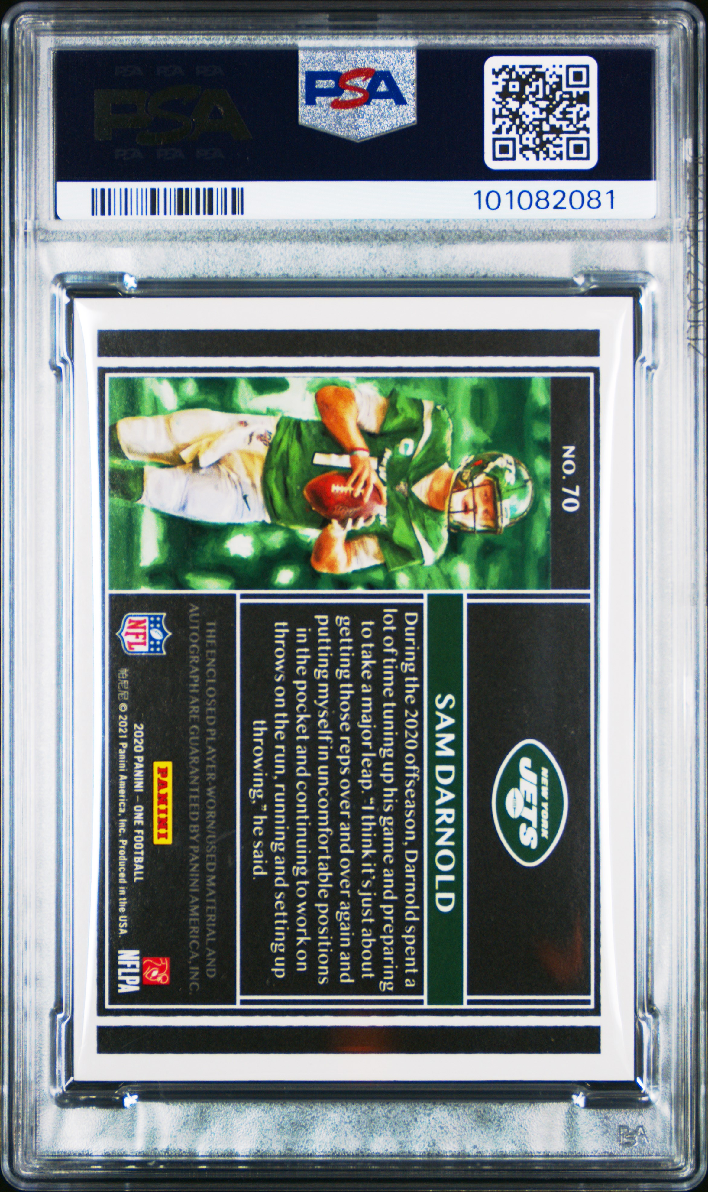 2021 Panini One Update Sam Darnold #70 (Upd-'20 Qd.pat.auto.bronze) Nm-Mt 8 back