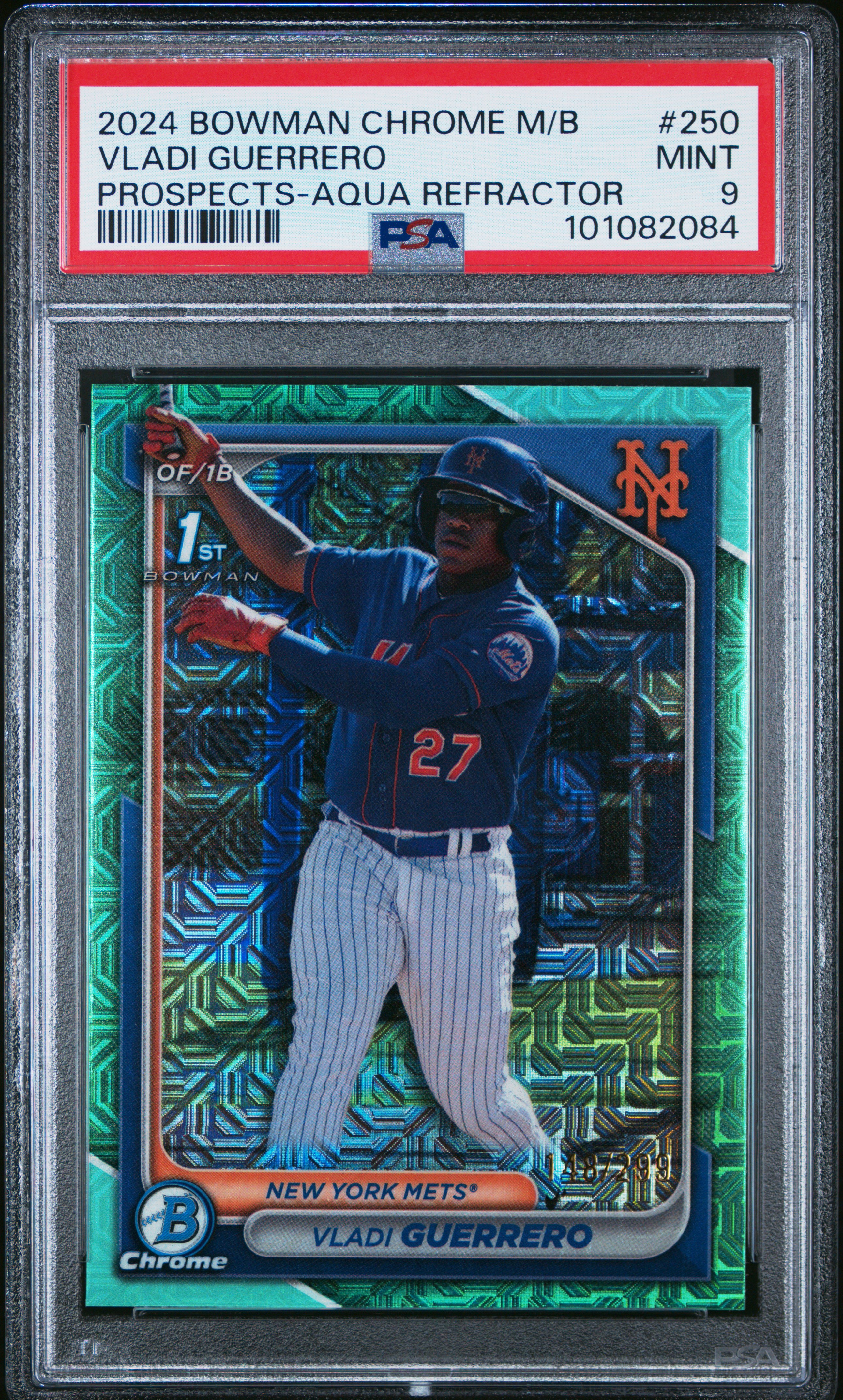 2024 Bowman Mega Box Chrome Prospects Vladi Guerrero #250 (Prospects-Aqua Refractor) Mint 9 front