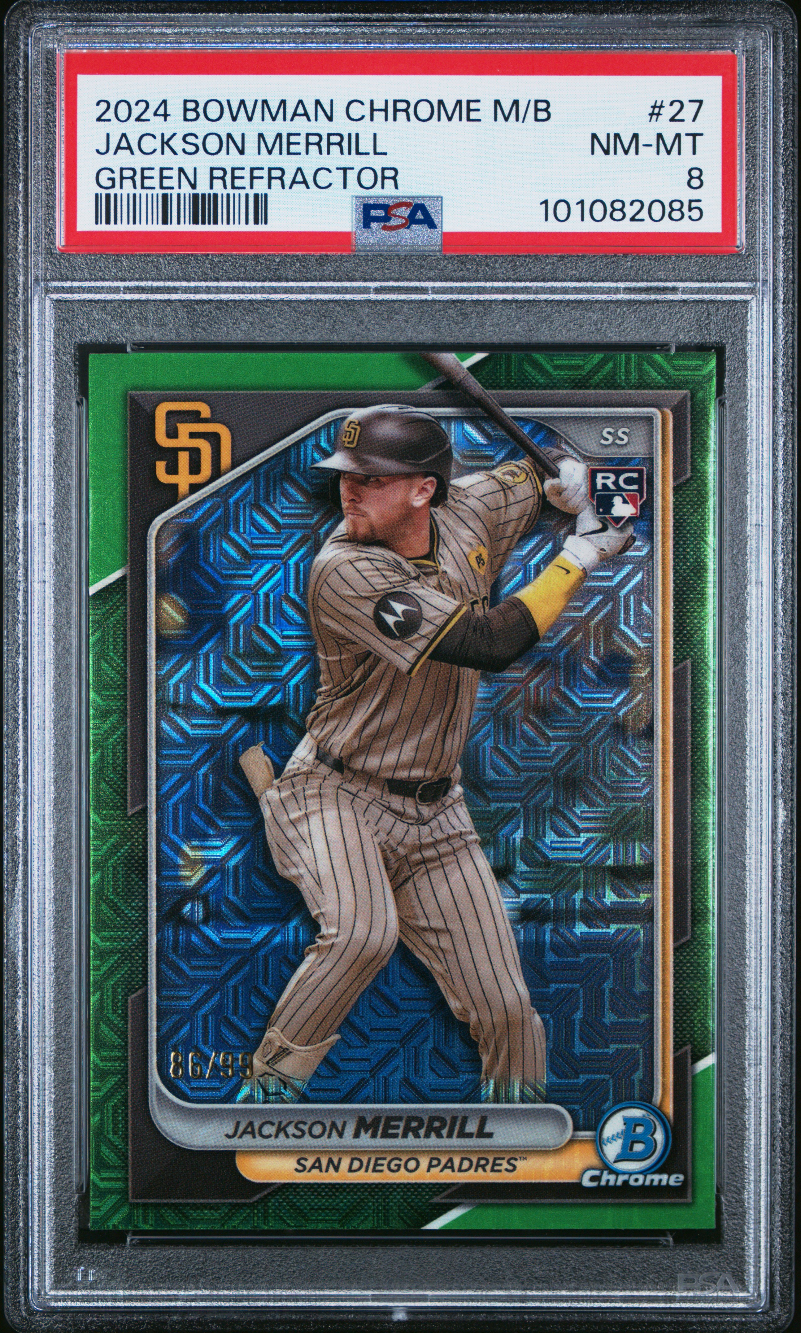 2024 Bowman Chrome Mega Box Jackson Merrill #27 (Green Refractor) Nm-Mt 8 front