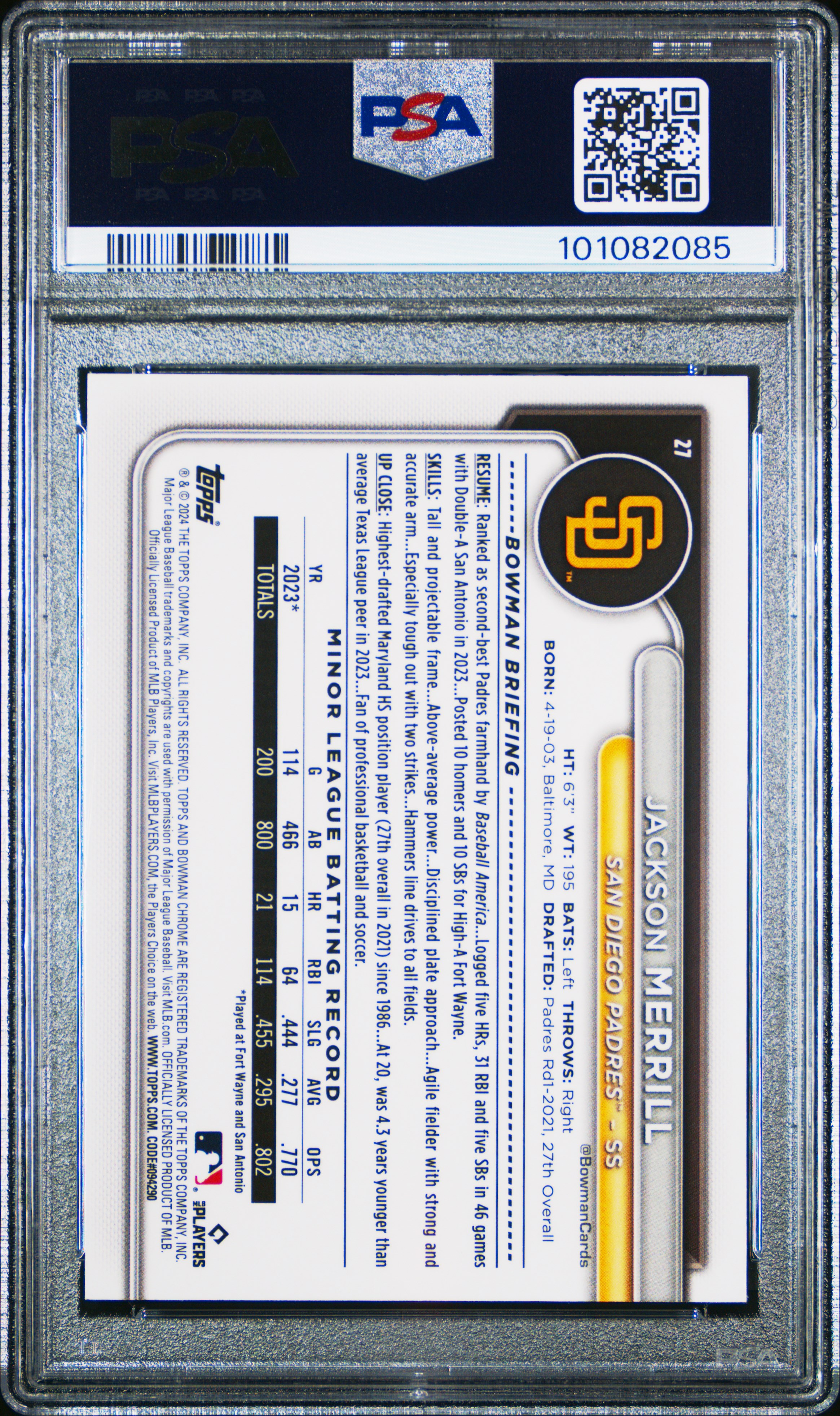 2024 Bowman Chrome Mega Box Jackson Merrill #27 (Green Refractor) Nm-Mt 8 back