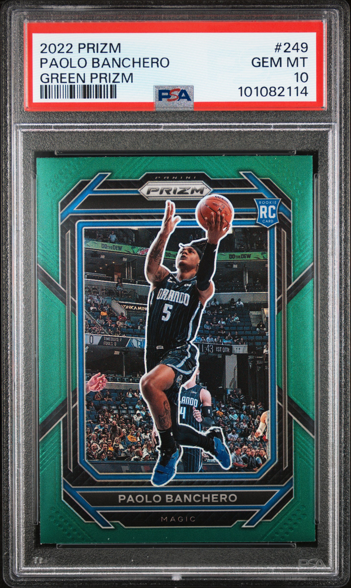 2022 Panini Prizm Paolo Banchero #249 (Green Prizm) Gem Mt 10 front