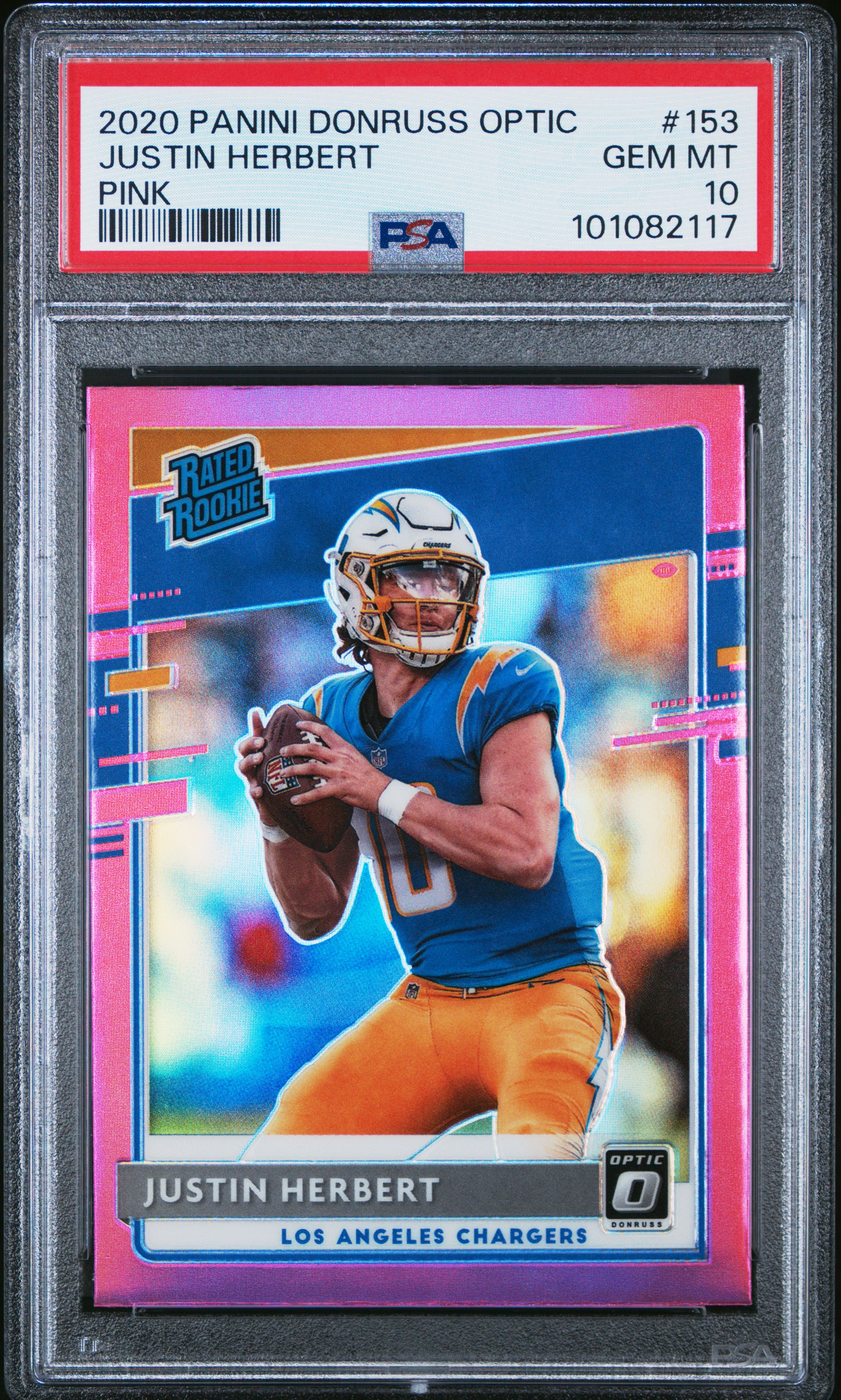 2020 Panini Donruss Optic Justin Herbert #153 (Pink) Gem Mt 10 front