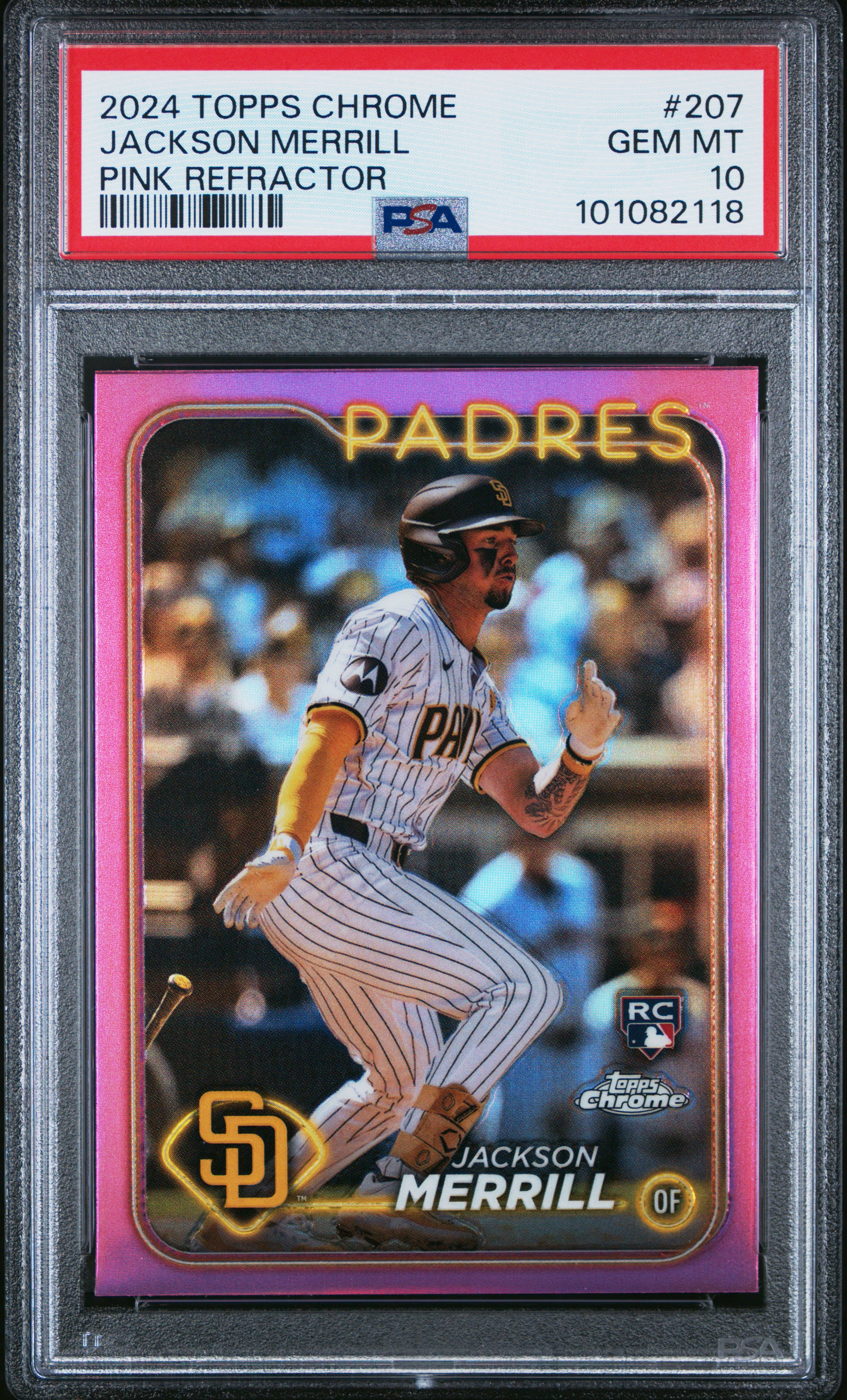 2024 Topps Chrome Jackson Merrill #207 (Pink Refractor) Gem Mt 10 front