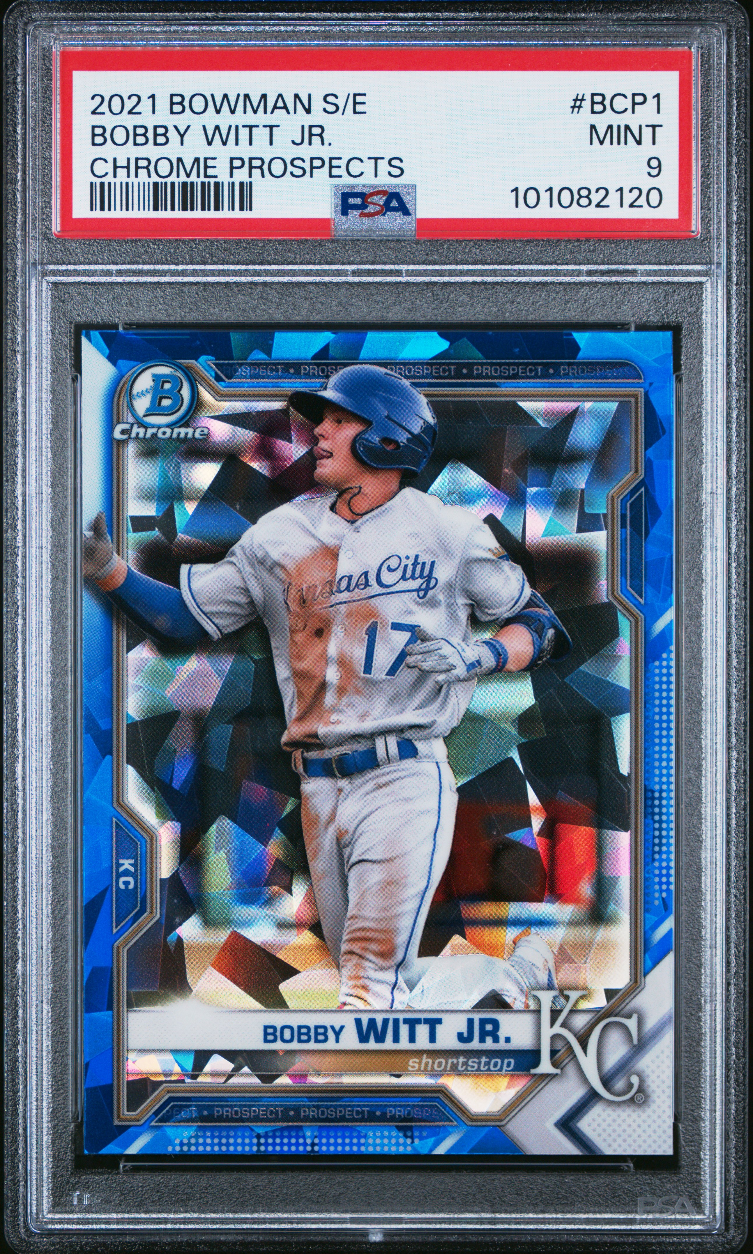 2021 Bowman Sapphire Edition Chrome Prospects Bobby Witt Jr. #Bcp1 (Chrome Prospects) Mint 9 front