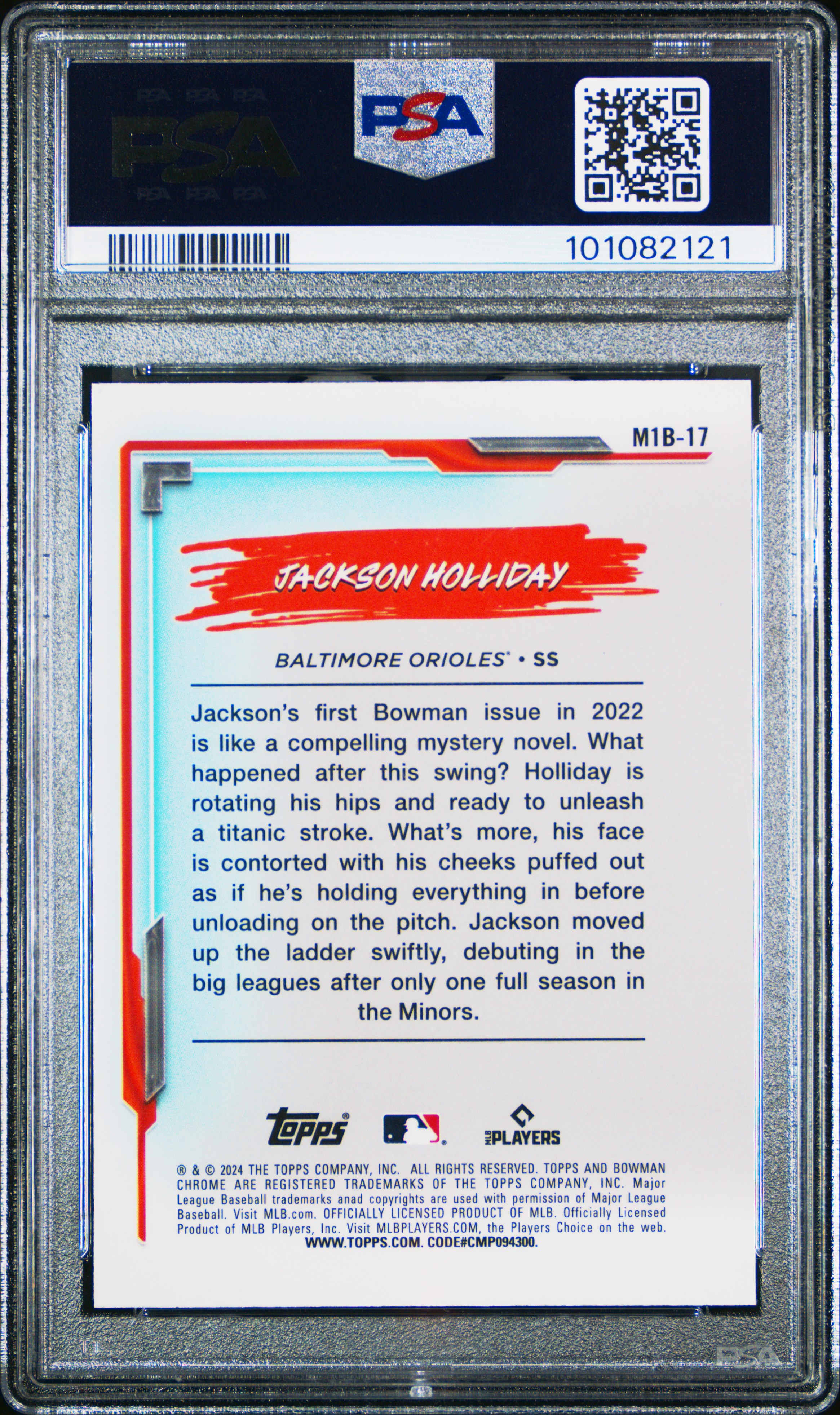 2024 Bowman Chrome Mega Box My 1St Bowman Jackson Holliday #17 Gem Mt 10 back