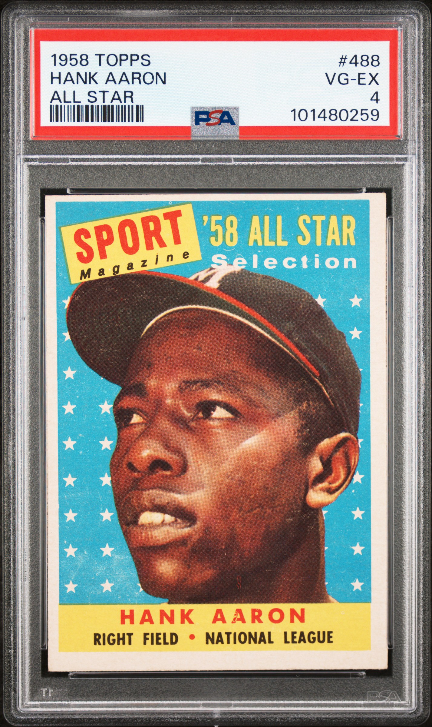 1958 Topps Hank Aaron #488 (All Star) Vg-Ex 4 front