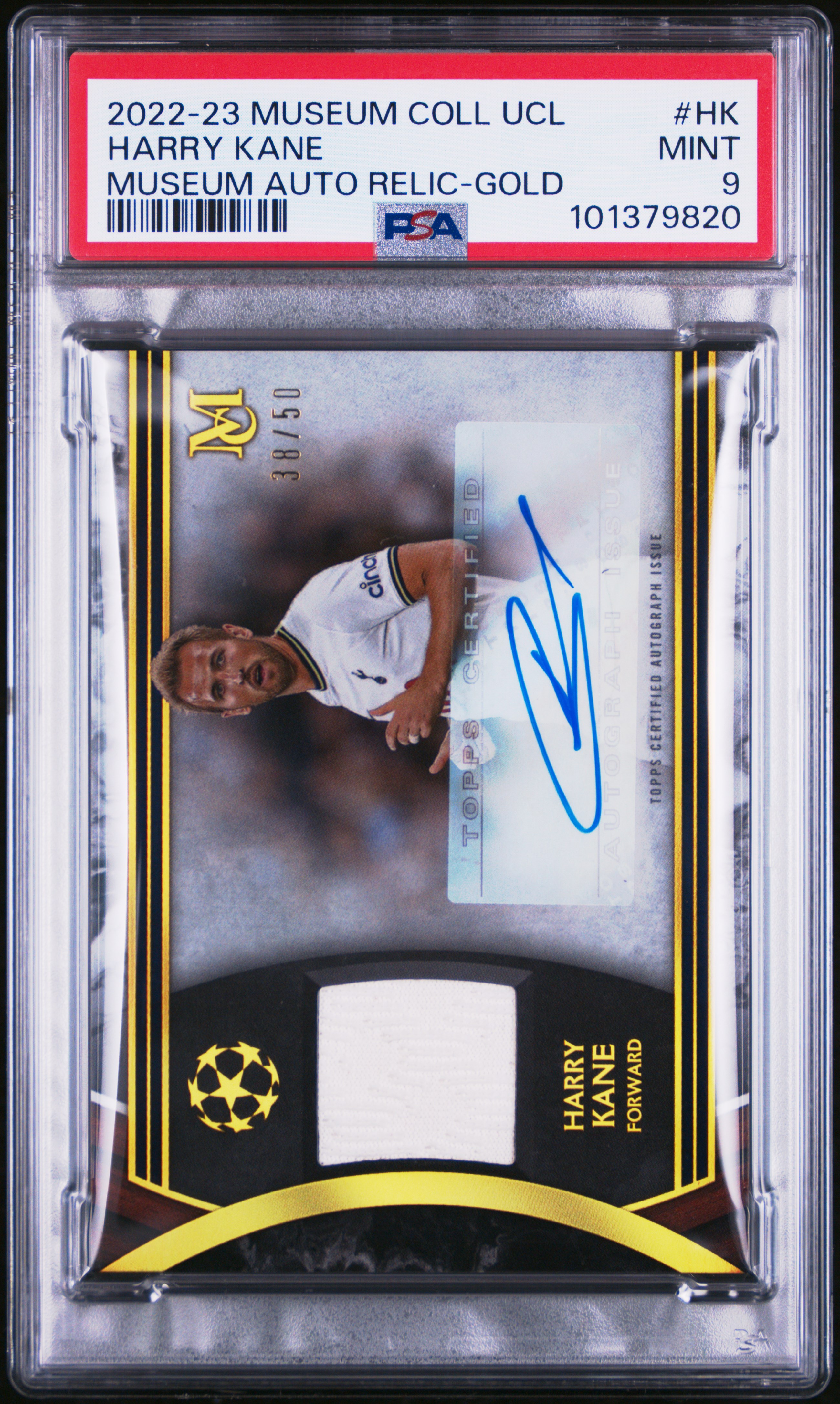 2022-23 Topps Museum Collection Uefa Champions League Museum Autograph Relics Harry Kane #Hk (Museum Auto Relic-Gold) Mint 9 front