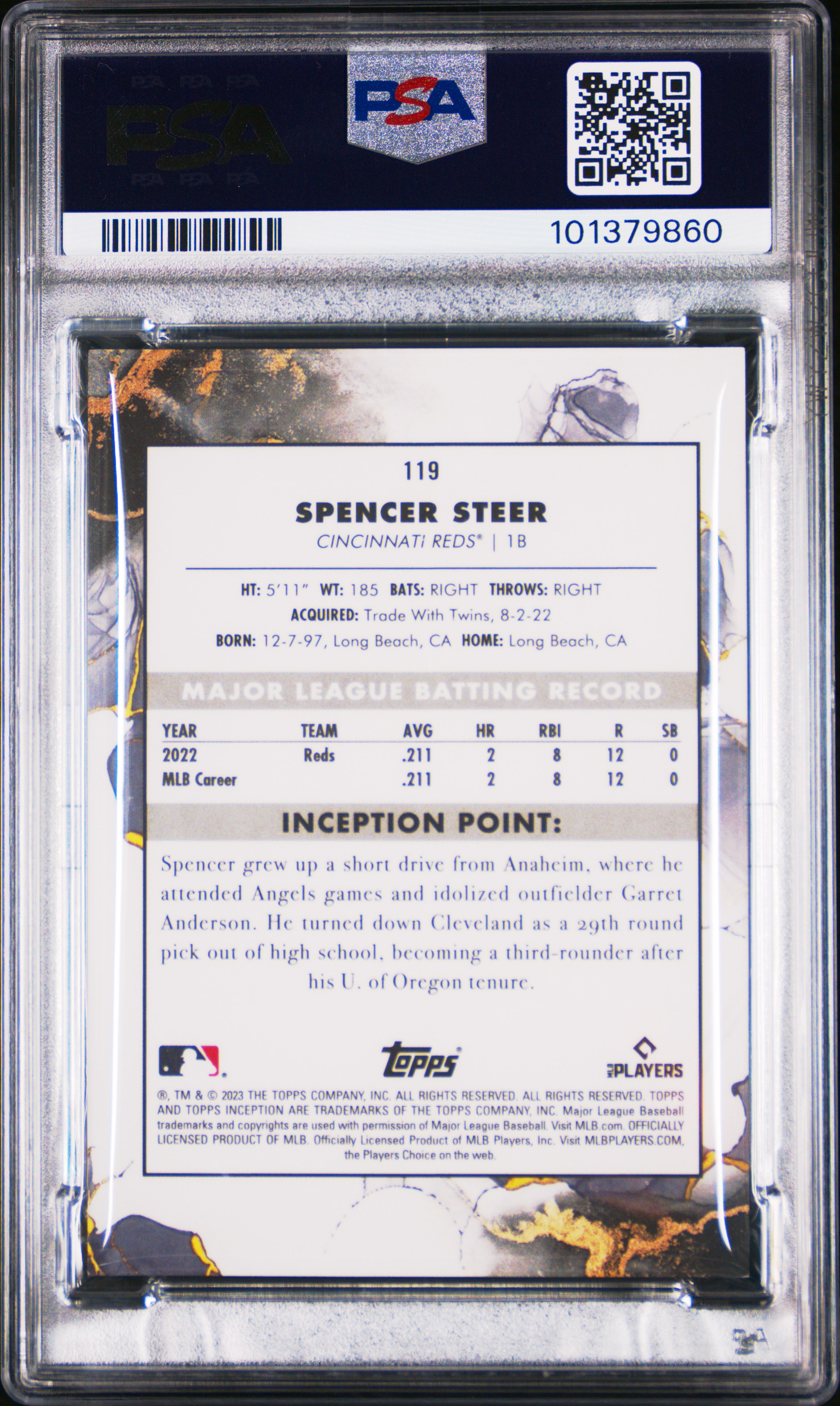 2023 Topps Inception Spencer Steer #119 (Blue) Nm-Mt 8 back
