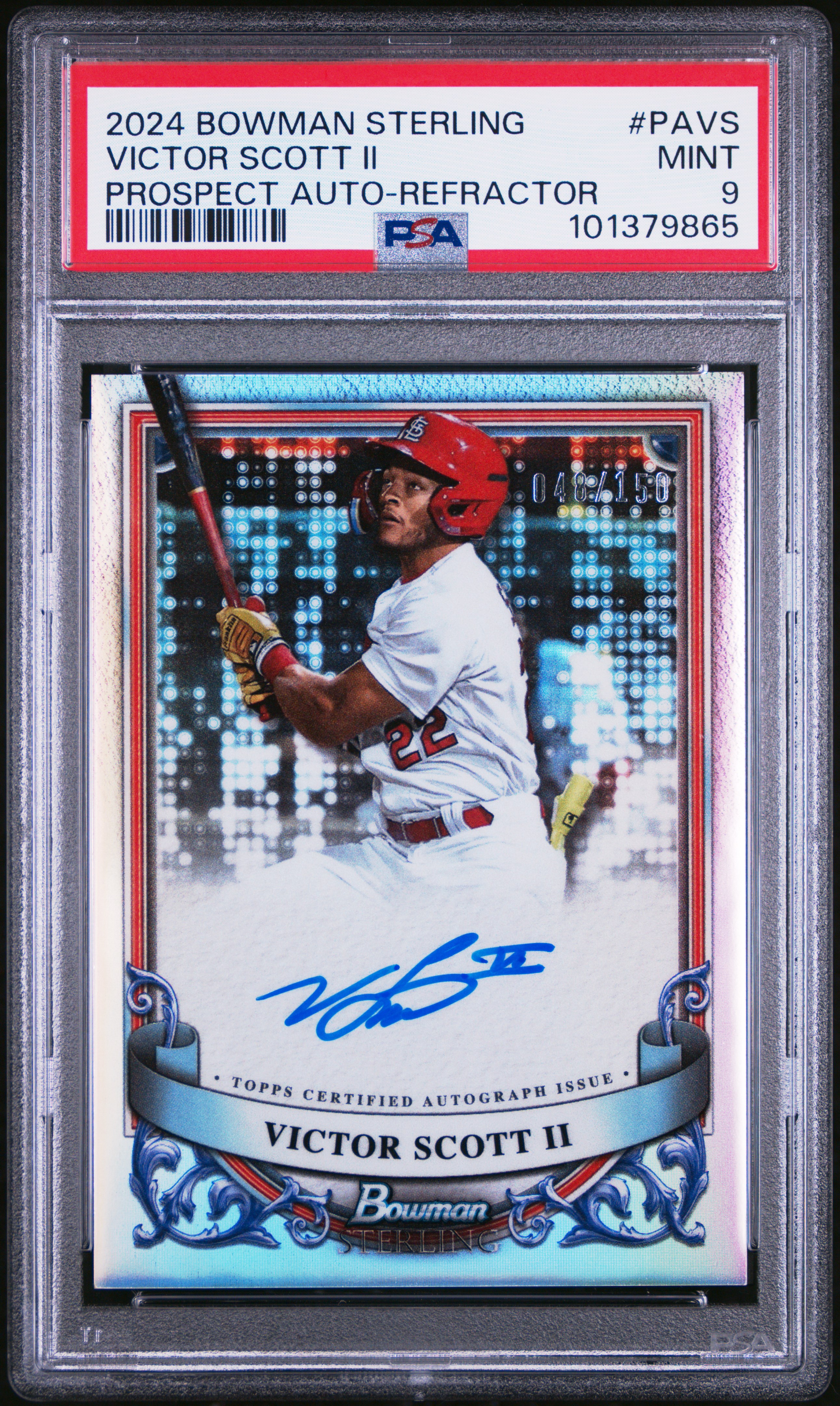 2024 Bowman Sterling Prospect Autographs Victor Scott Ii #Pavs (Prospect Auto-Refractor) Mint 9 front