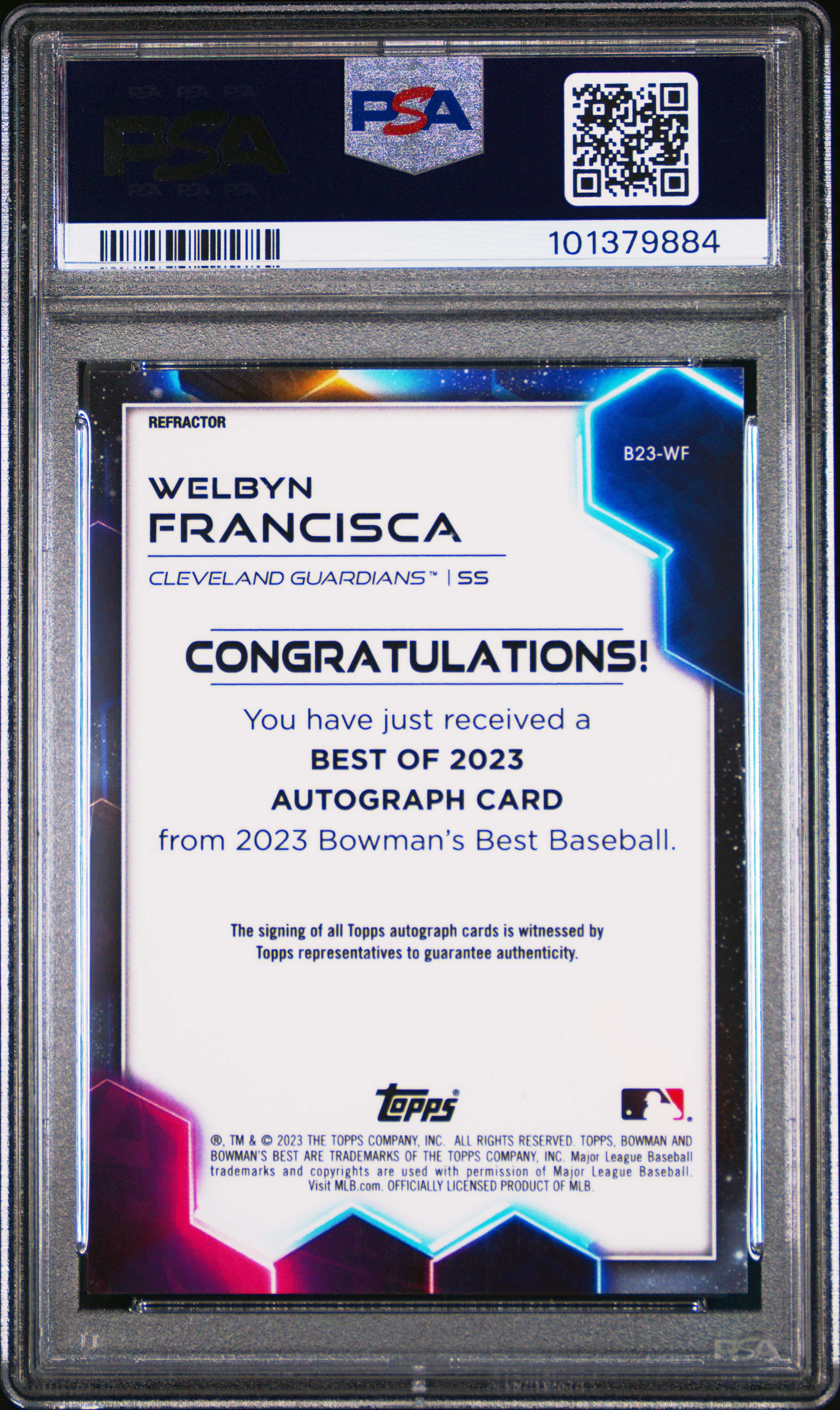 2023 Bowman's Best Best Of 2023 Autographs Welbyn Francisca #B23Wf (Best Of 2023 Auto-Refractor) Mint 9 back