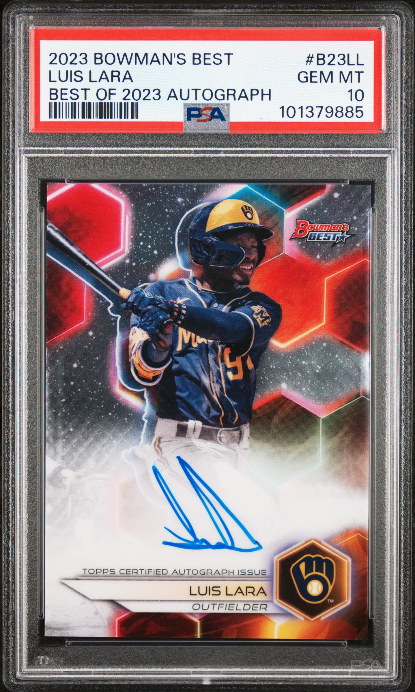 2023 Bowman's Best Best Of 2023 Autographs Luis Lara #B23Ll Gem Mt 10 front