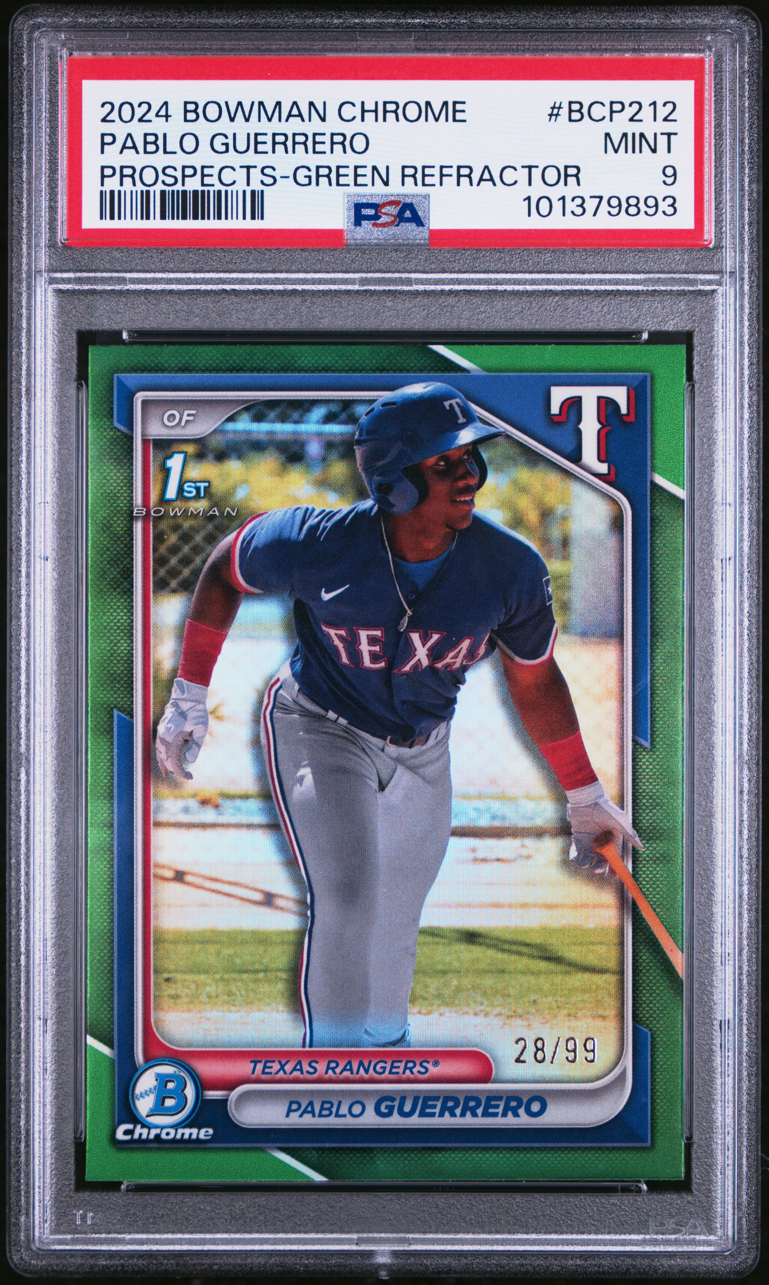 2024 Bowman Chrome Prospects Pablo Guerrero #Bcp212 (Prospects-Green Refractor) Mint 9 front