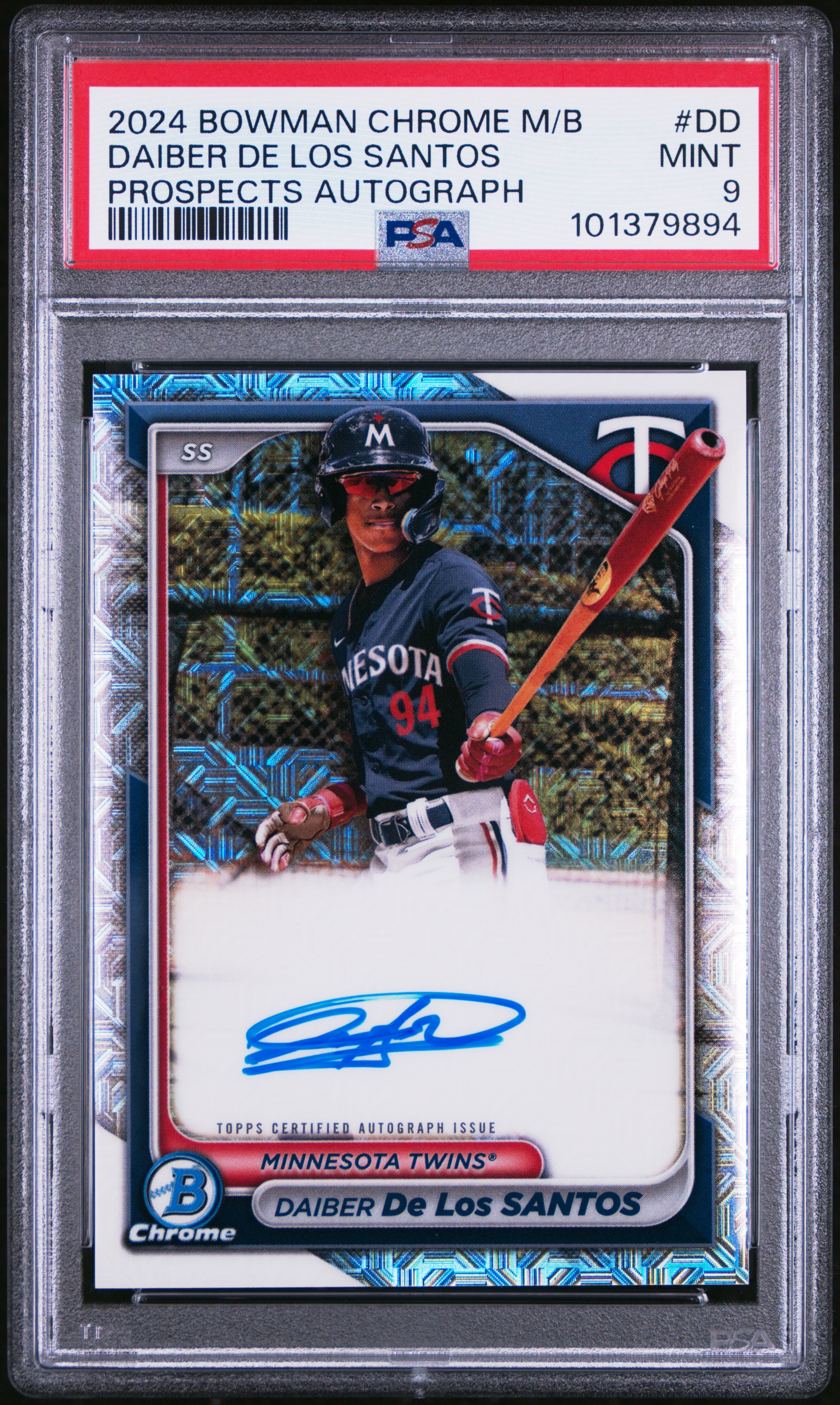 2024 Bowman Mega Box Chrome Bowman Prospect Mega Autographs Daiber De Los Santos #Dd (Prospects Autograph) Mint 9 front