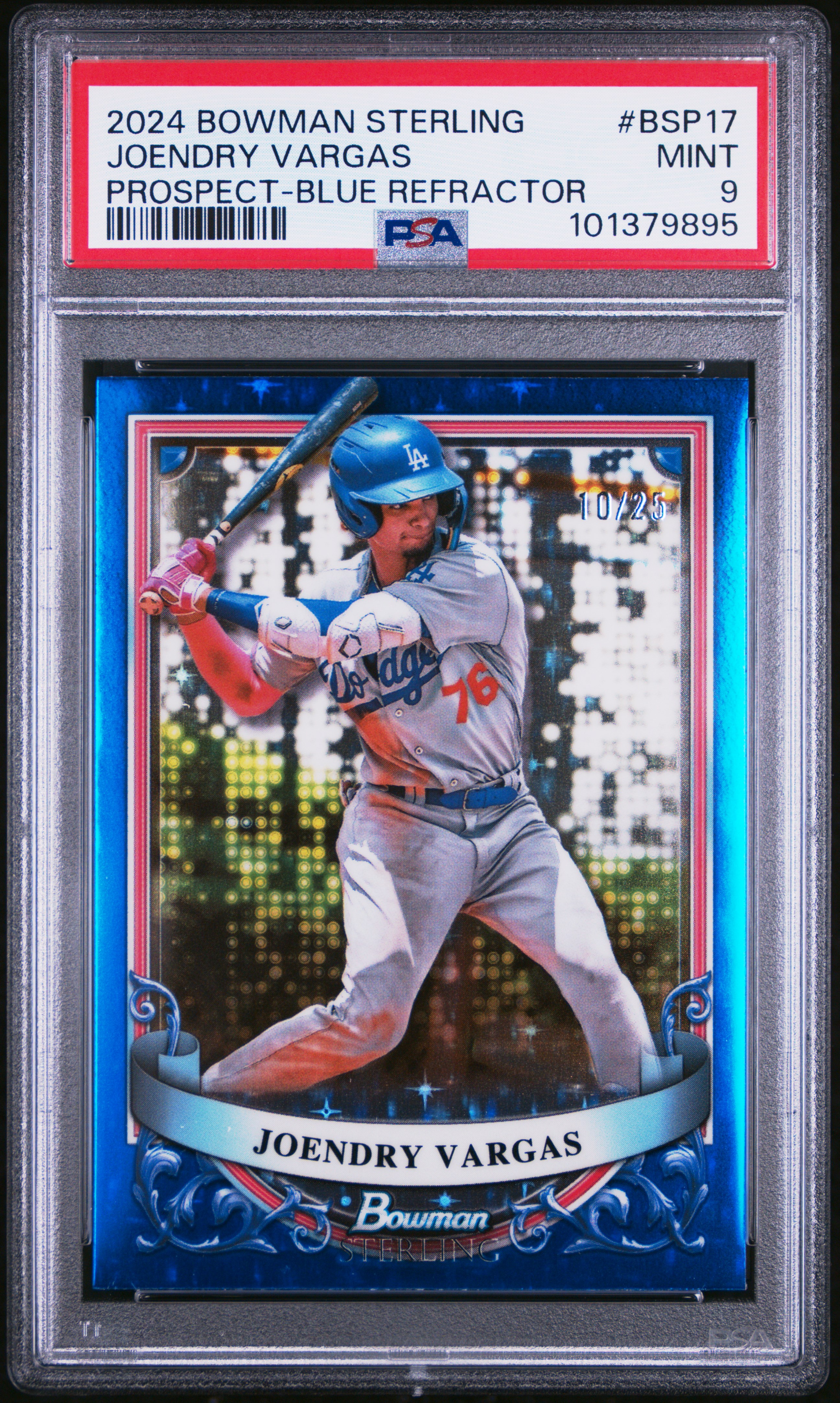 2024 Bowman Sterling Prospects Joendry Vargas #Bsp17 (Prospect-Blue Refractor) Mint 9 front