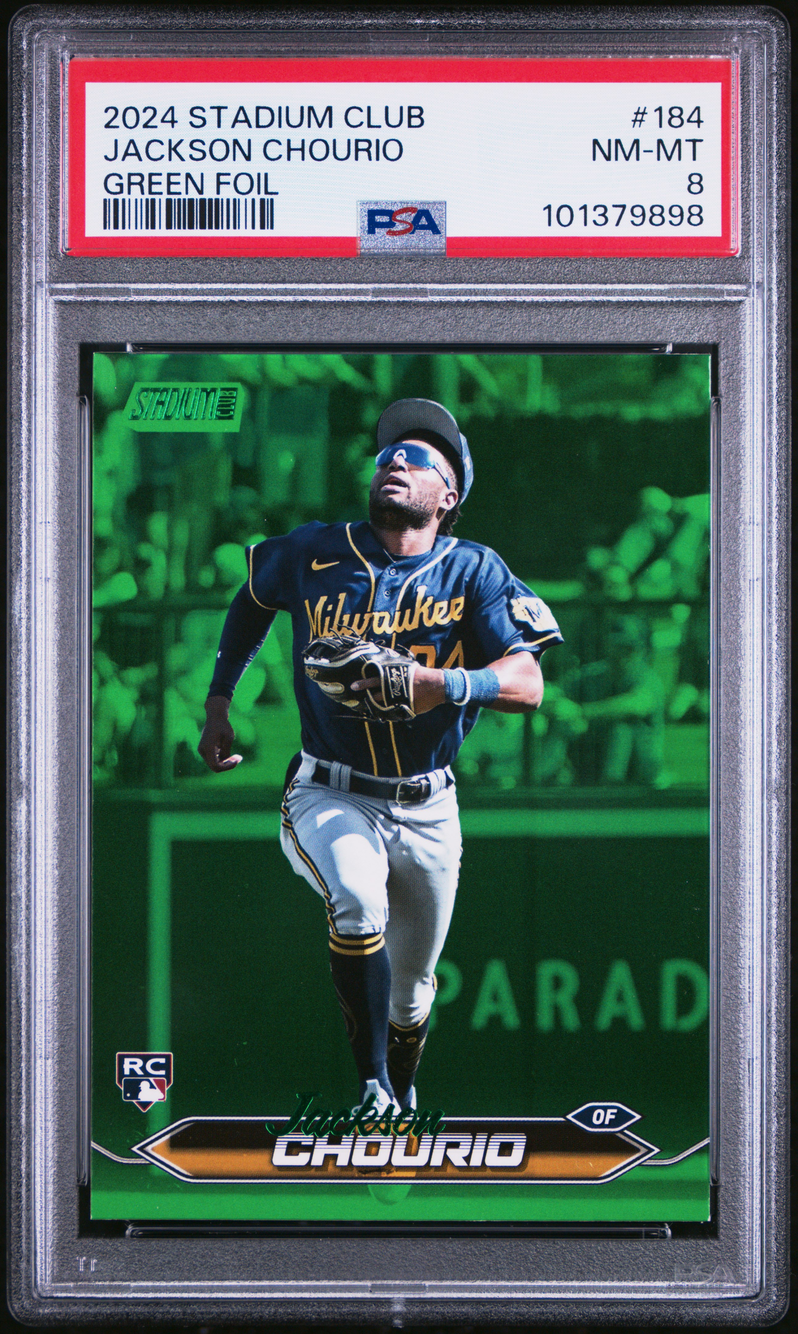 2024 Topps Stadium Club Jackson Chourio #184 (Green Foil) Nm-Mt 8 front