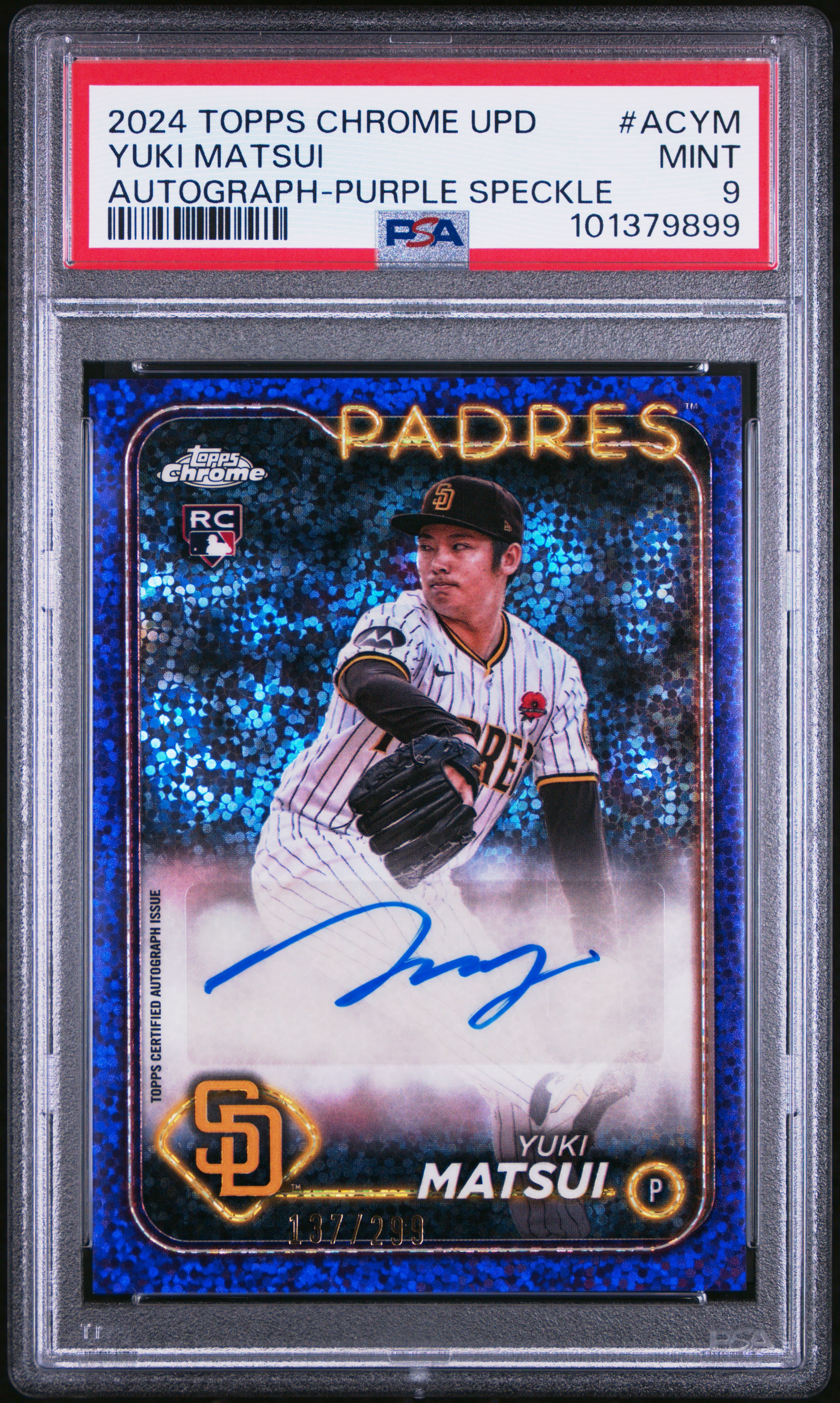 2024 Topps Chrome Update Chrome Baseball Update Series Autographs Yuki Matsui #Acym (Autograph-Purple Speckle) Mint 9 front