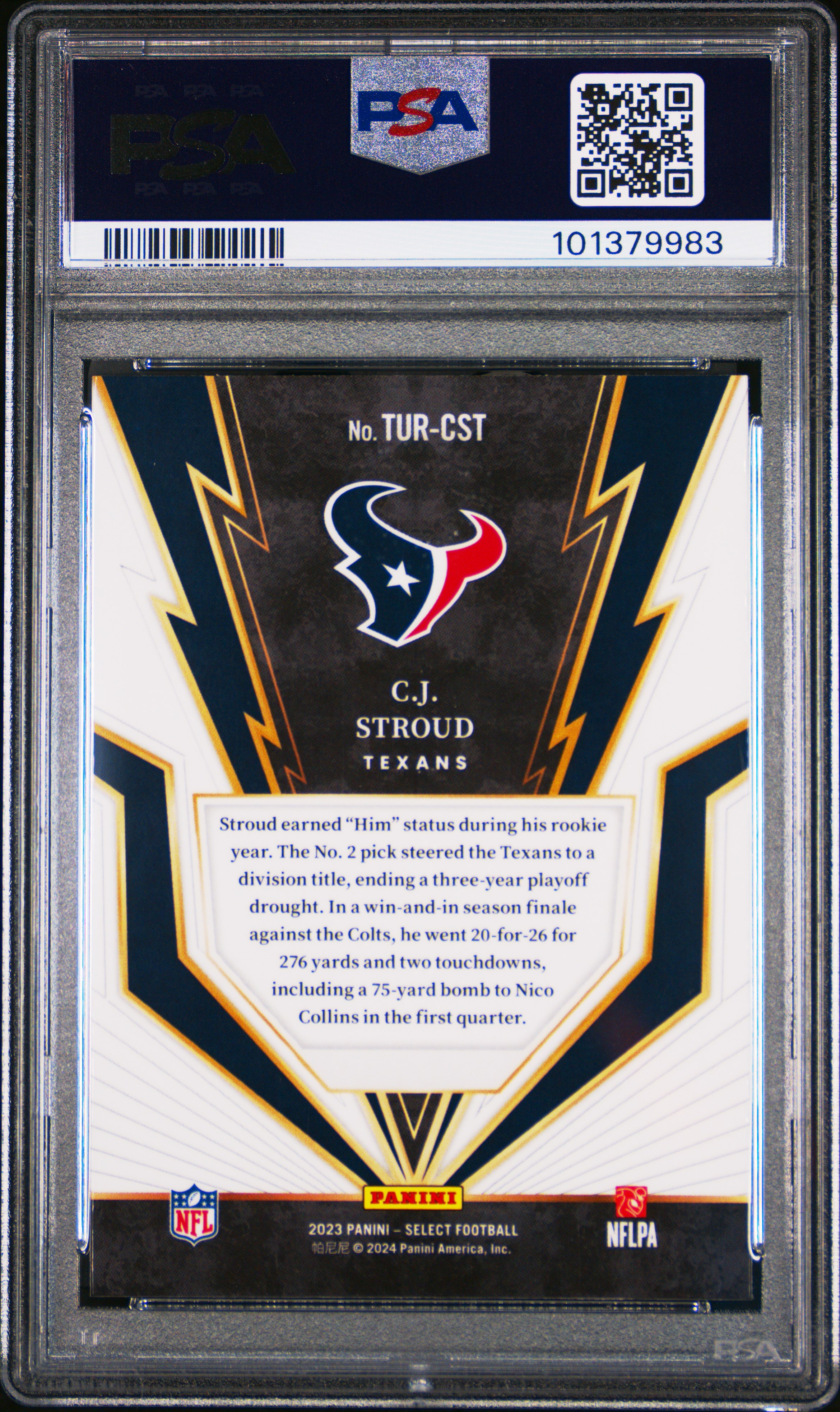 2023 Panini Select Turbocharged Cj Stroud #Turcst Gem Mt 10 back
