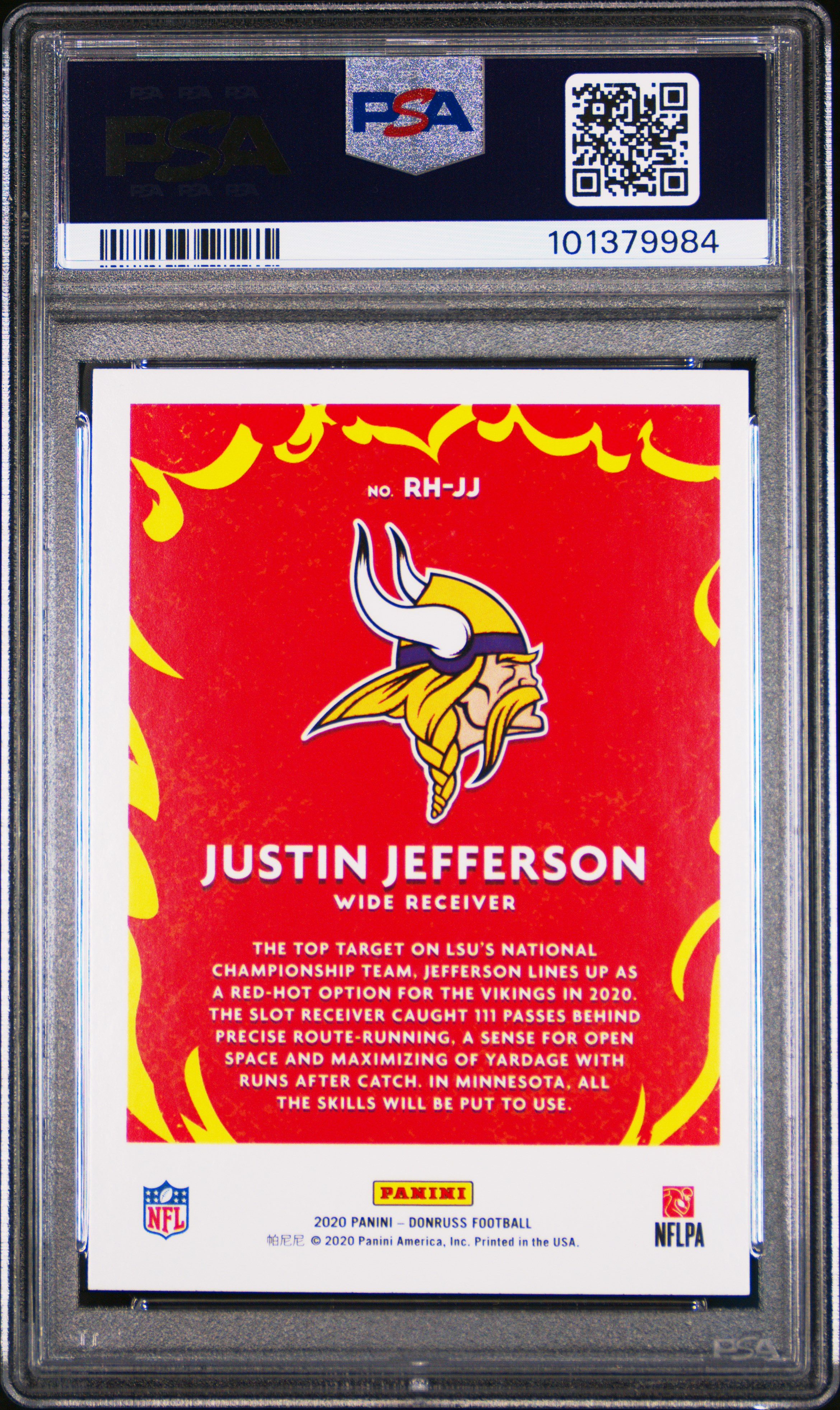 2020 Panini Donruss Red Hot Rookies Justin Jefferson #Rh-Jj (Red Hot Rookies) Nm-Mt 8 back