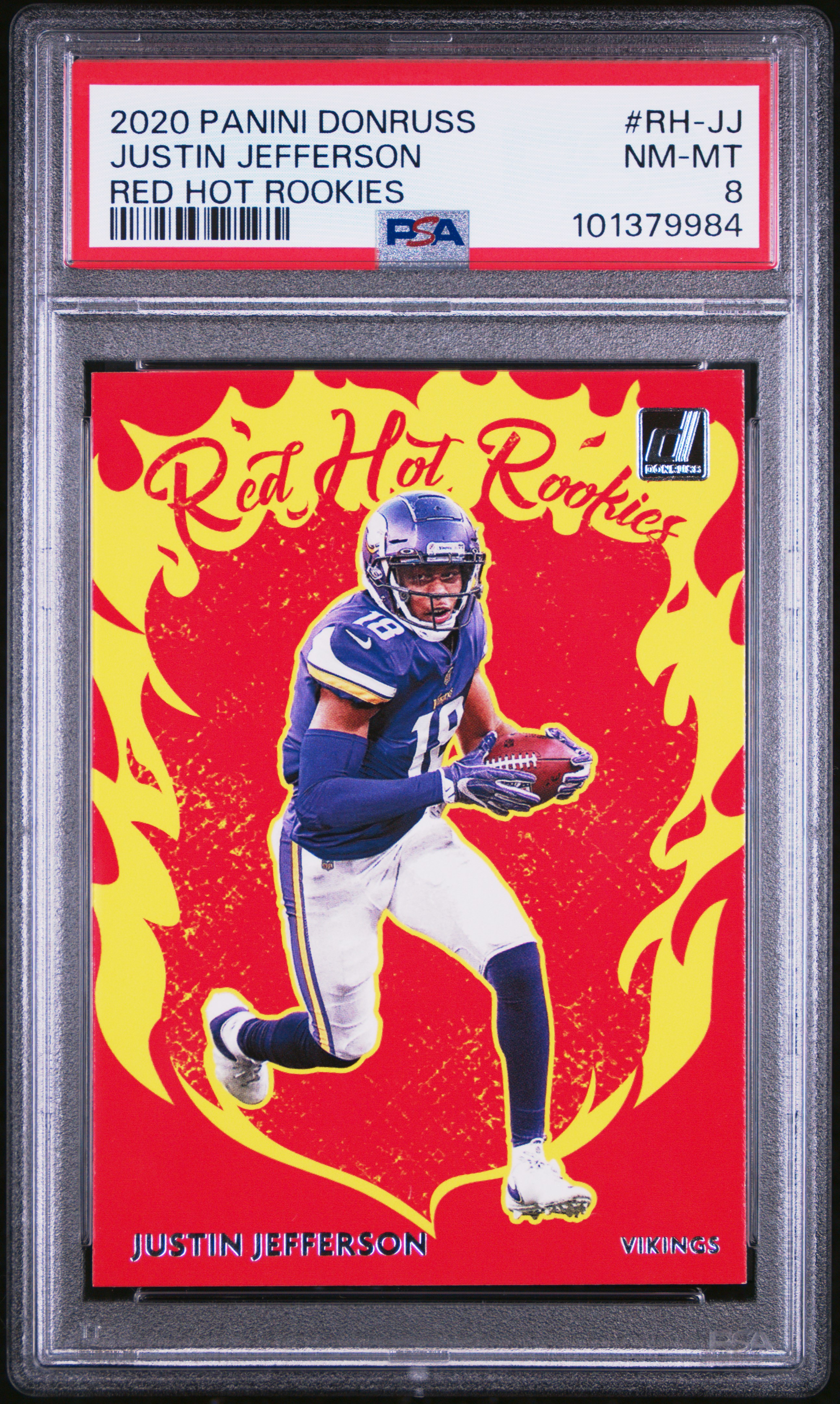 2020 Panini Donruss Red Hot Rookies Justin Jefferson #Rh-Jj (Red Hot Rookies) Nm-Mt 8 front