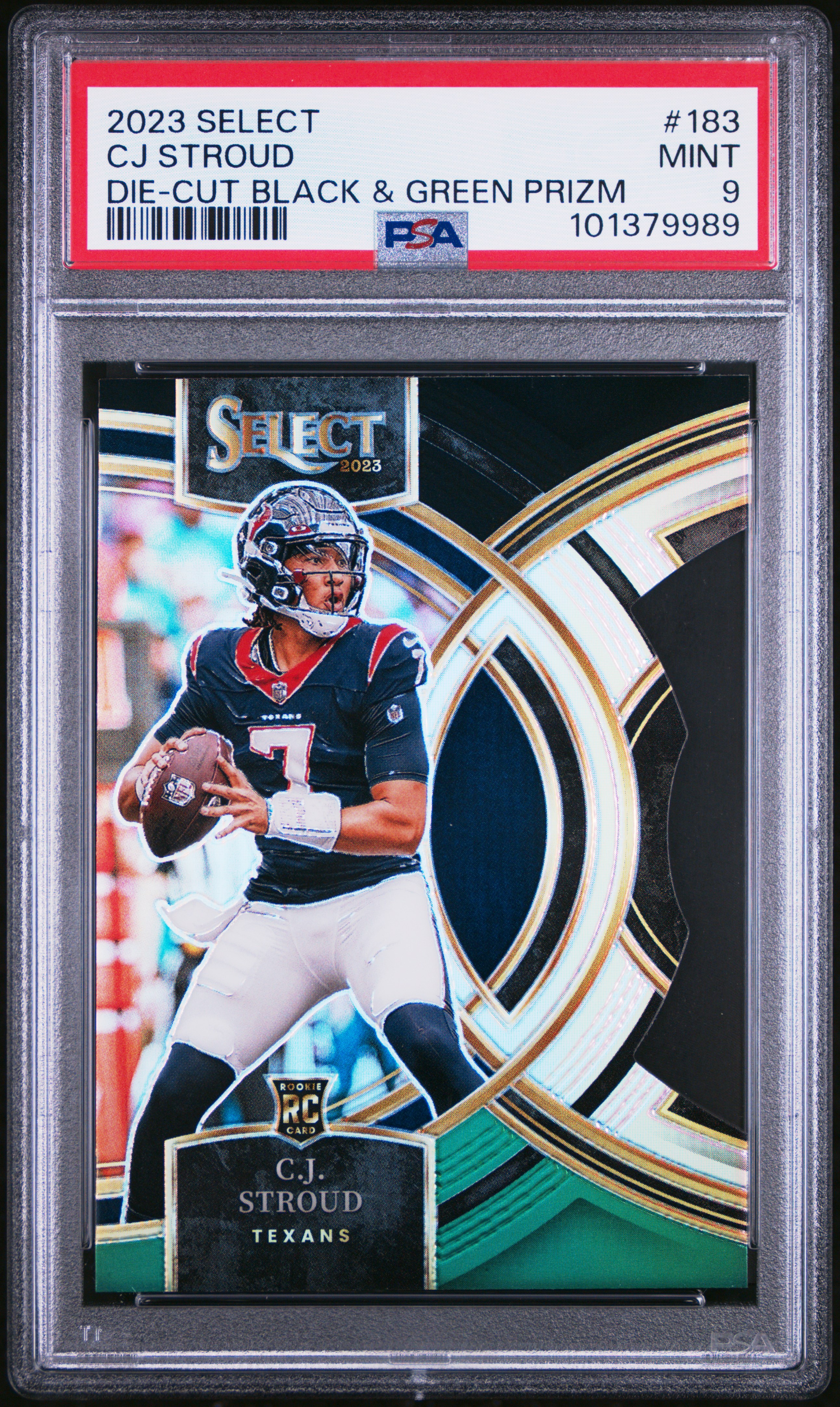 2023 Panini Select Cj Stroud #183 (Die-Cut Black & Green Prizm) Mint 9 front