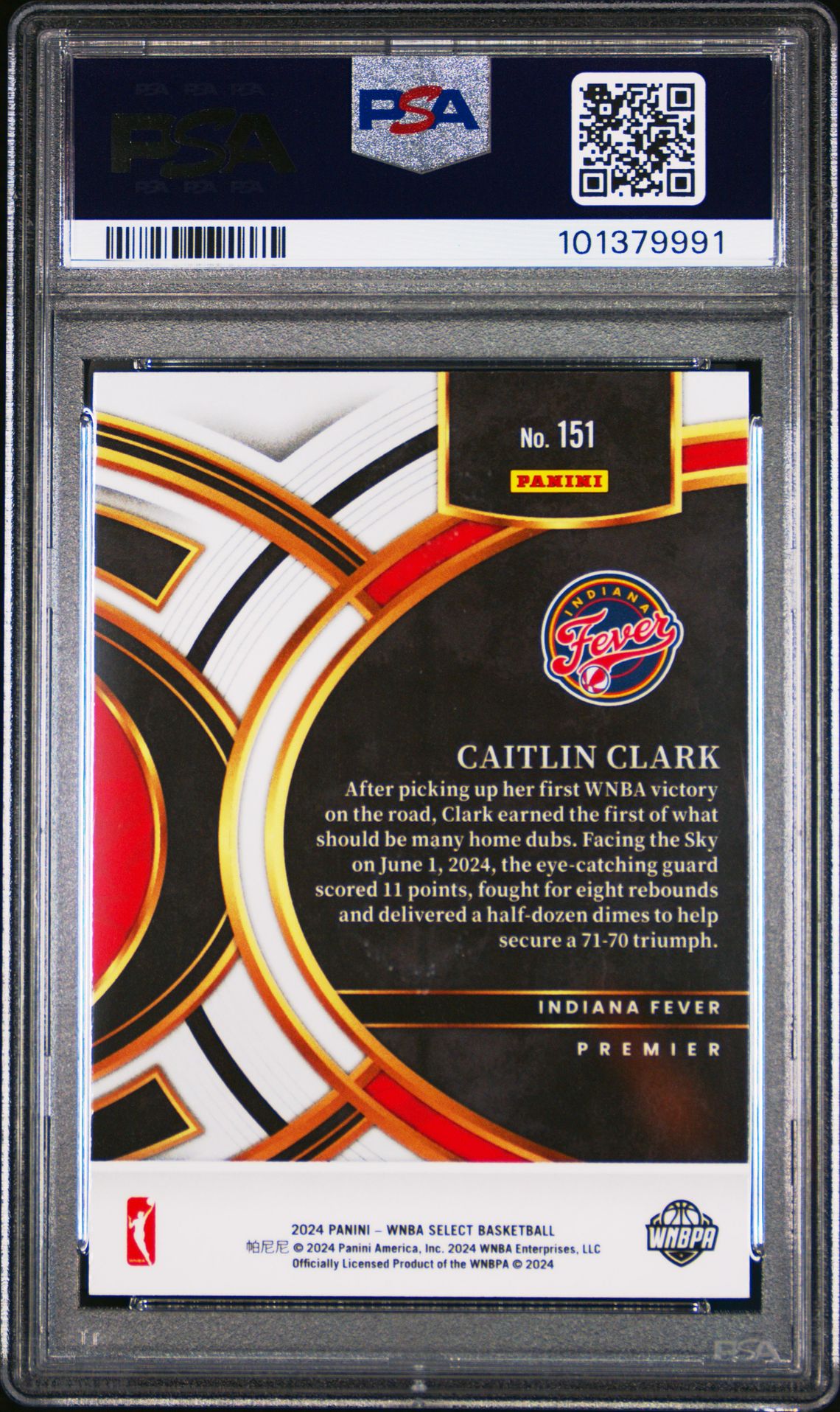 2024 Panini Select Wnba Caitlin Clark #151 Gem Mt 10 back