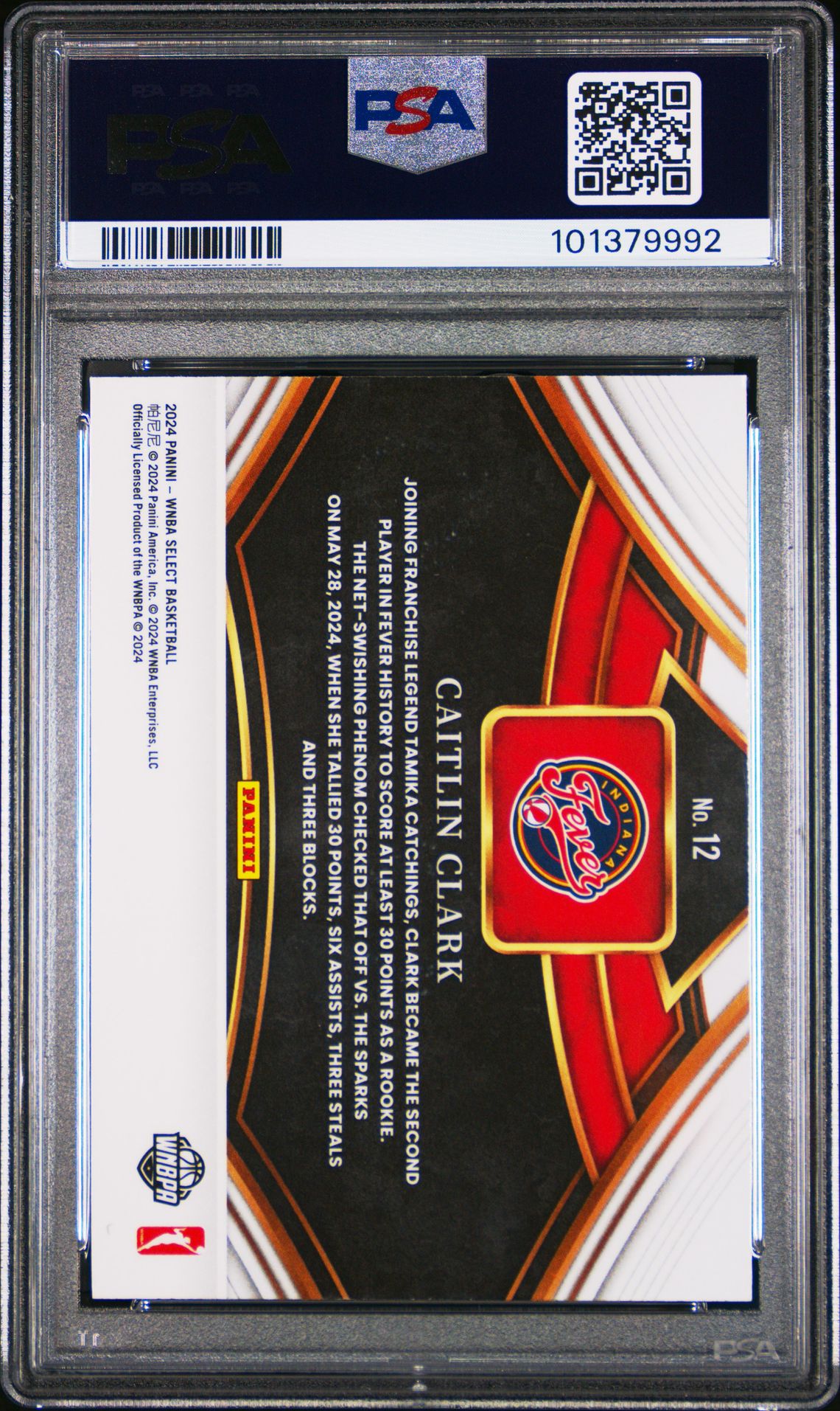 2024 Panini Select Wnba Snapshots Caitlin Clark #12 Mint 9 back
