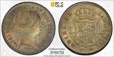 1852 Real 6 Pt. Star Madrid MS65