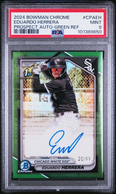 2024 Bowman Chrome Prospect Autographs Eduardo Herrera #Cpaeh (Prospect Auto-Green Ref) Mint 9 front