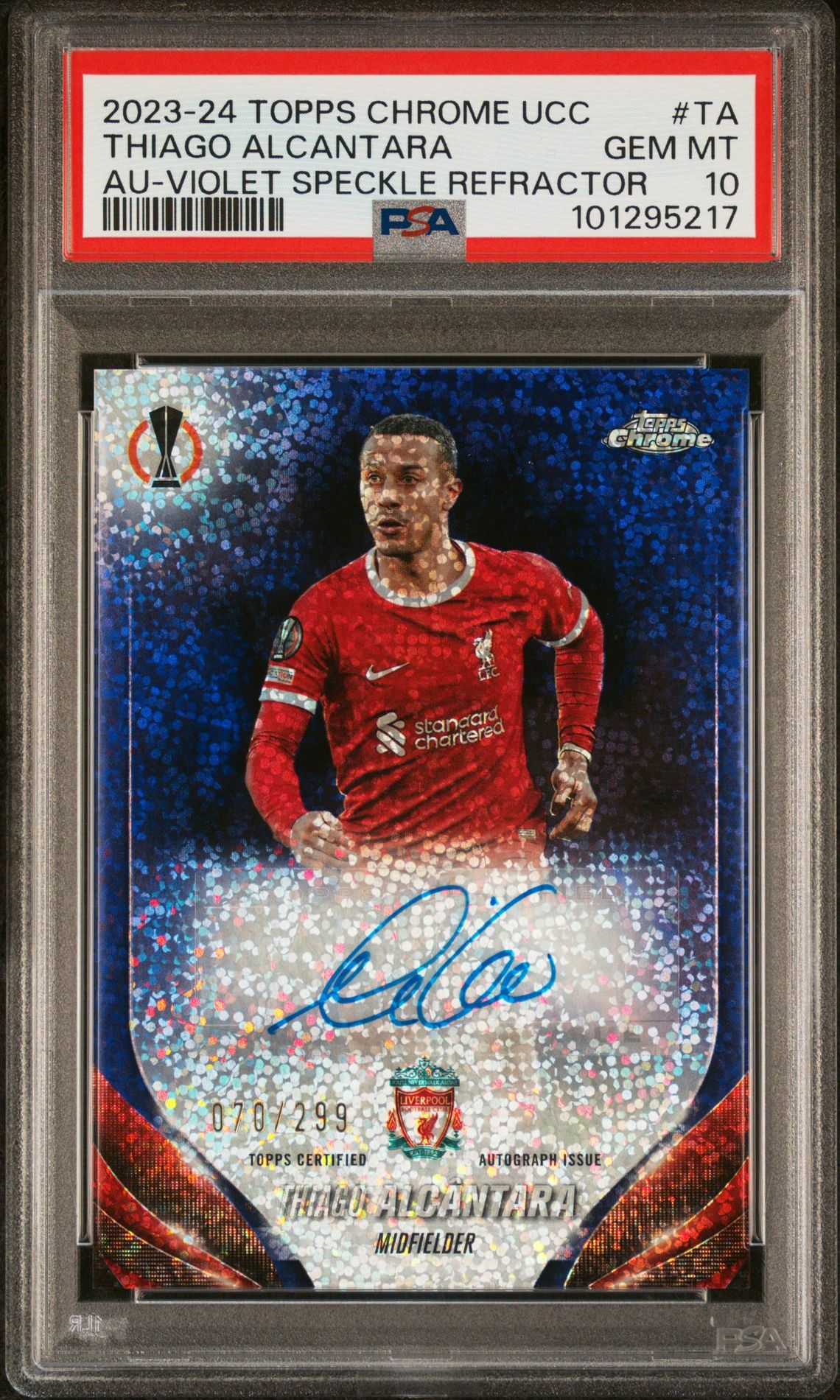 2023-24 Topps Chrome Uefa Club Competitions Chrome Autographs Thiago Alcantara #Ta (Au-Violet Speckle Refractor) Gem Mt 10 front