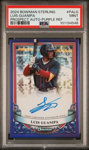 2024 Bowman Sterling Prospect Autographs Luis Guanipa #Palg (Prospect Auto-Purple Ref) Mint 9 front