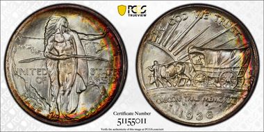 1936-S 50C Oregon MS68+