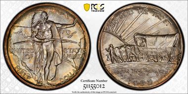 1938 50C Oregon MS68+