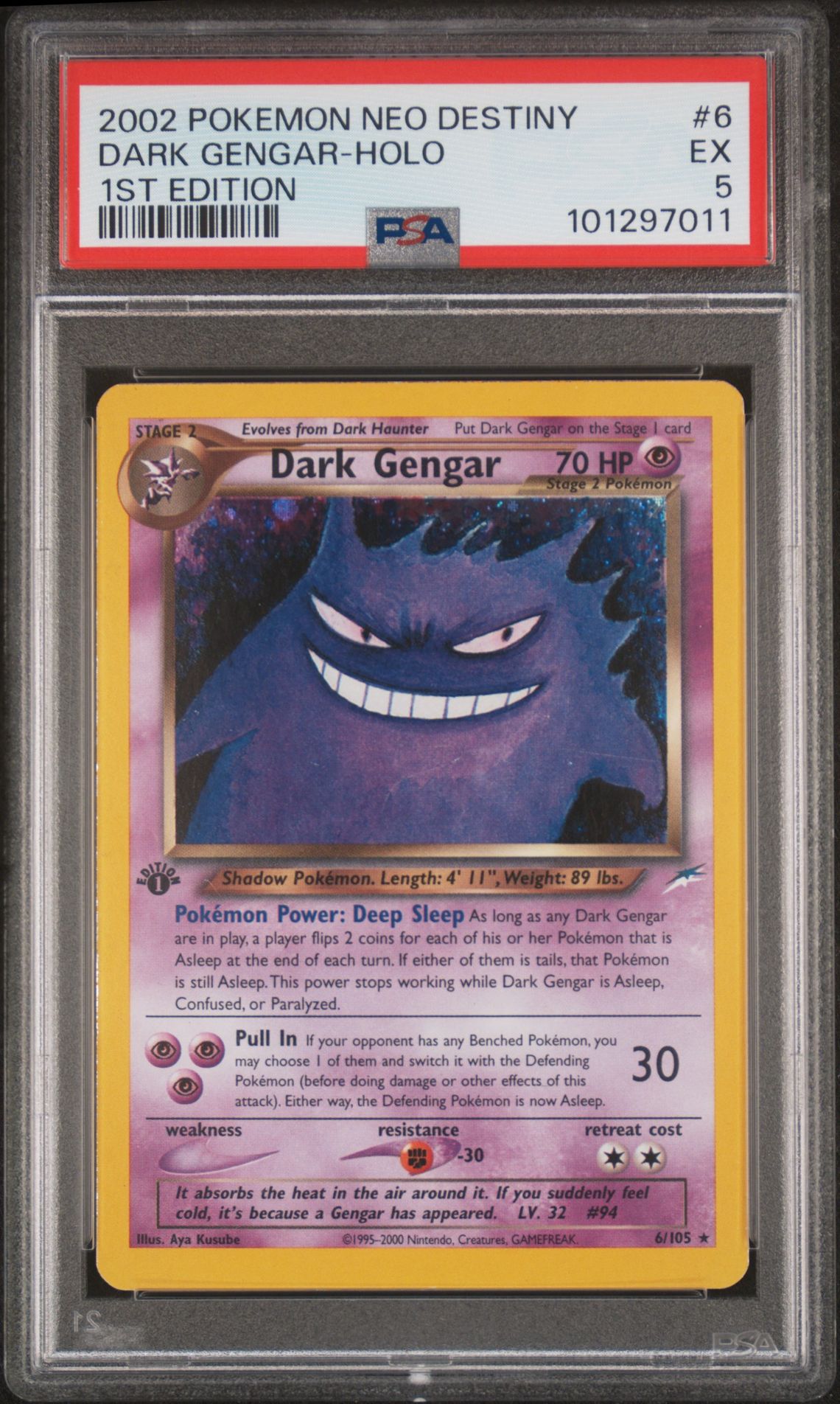 2002 Pokemon Neo Destiny Dark Gengar-Holo #6 (1St Edition) Ex 5 front