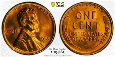 1955-S 1C MS67+ RD