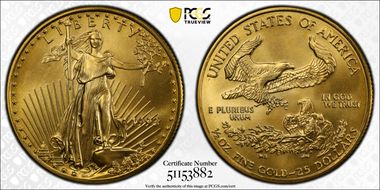 1995 $25 Gold Eagle MS70