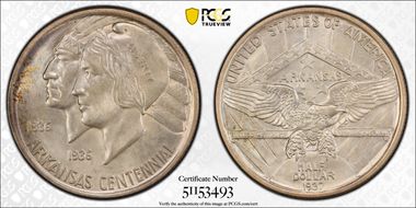 1937 50C Arkansas MS67+ 