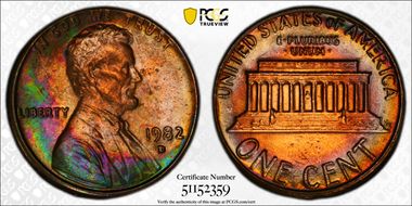 1982-D 1C Bronze MS63RB