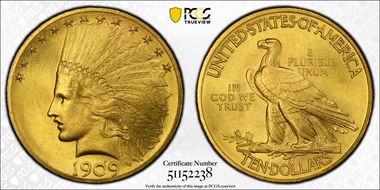1909 $10 MS65+ 